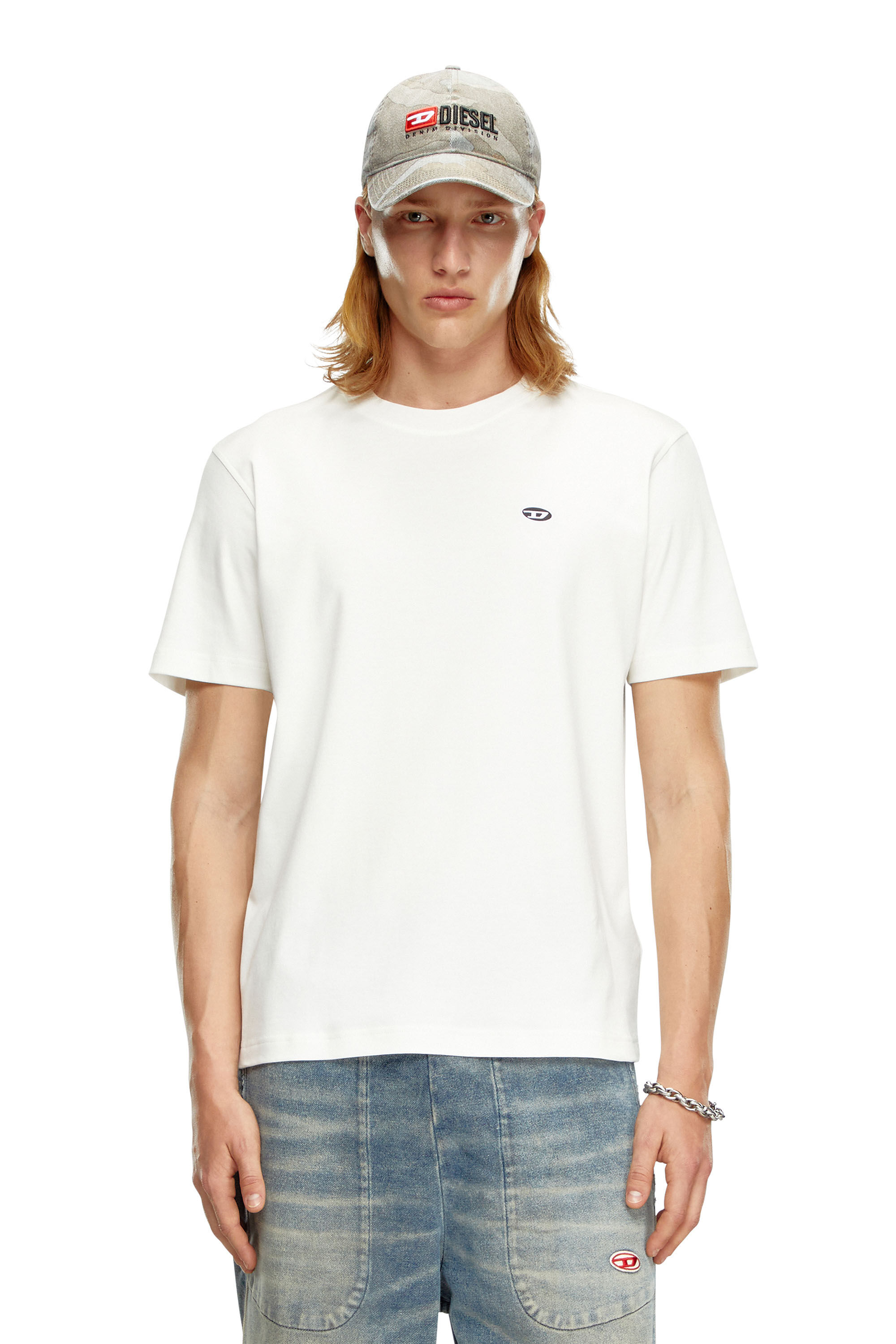 Diesel - T-ADJUST-DOVAL-PJ, Man's T-shirt with Oval D patch in White - 3