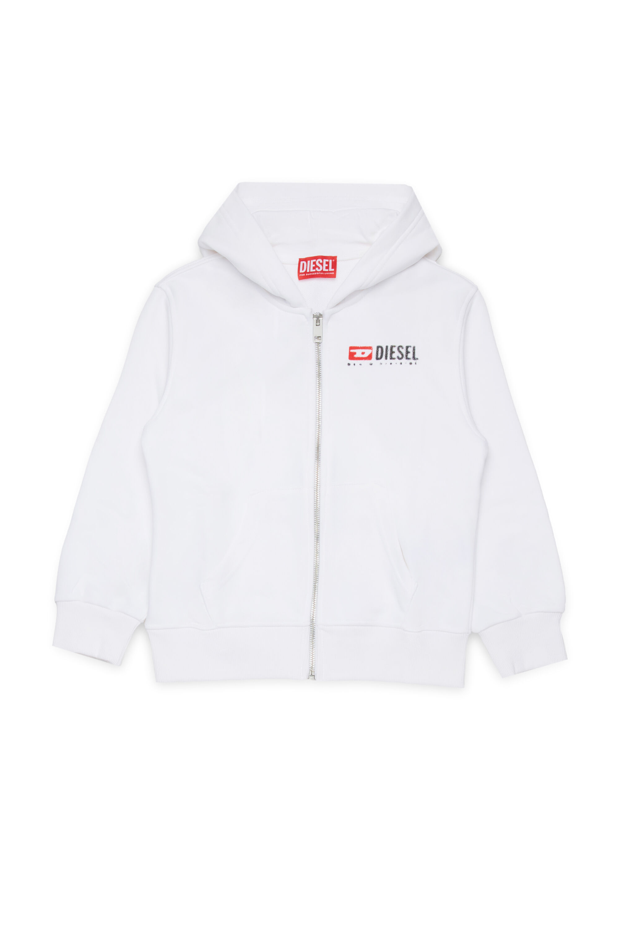 Diesel - SDROPSHOODZ OVER, Man's Cotton zip-up hoodie in White - 1