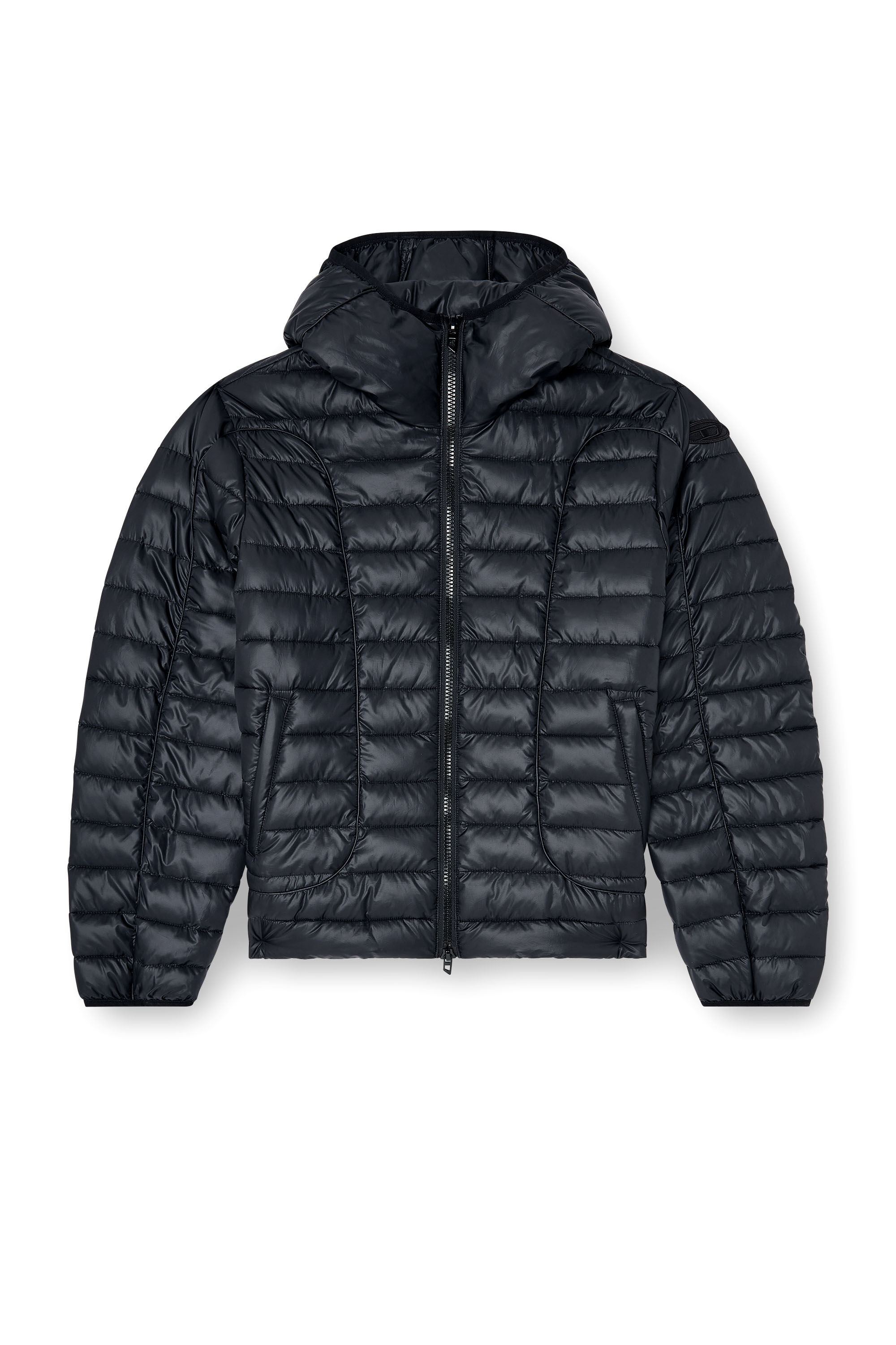 Diesel - W-STONE-WRD, Man's Puffer jacket with tonal piping in Black - 2