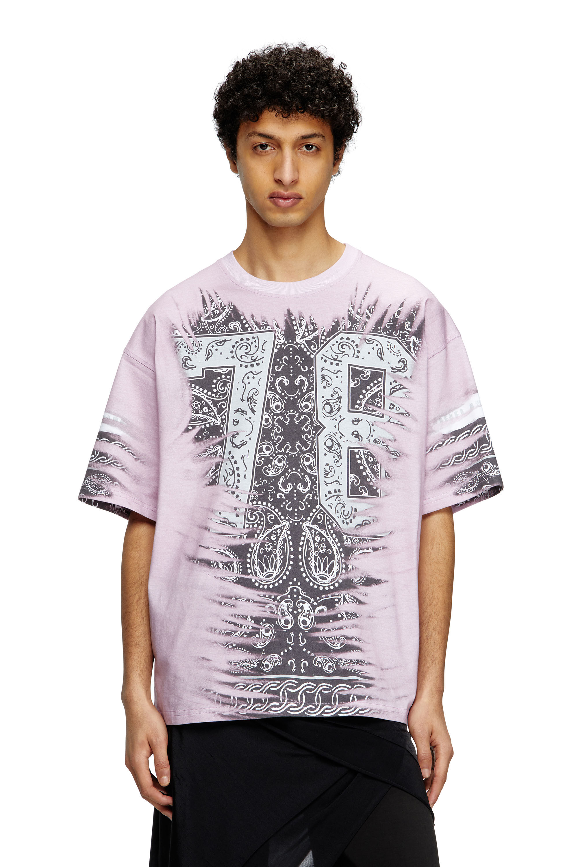 Diesel - T-BOXT-78-R1, Man's T-shirt with 78 bandana print in Pink - 3