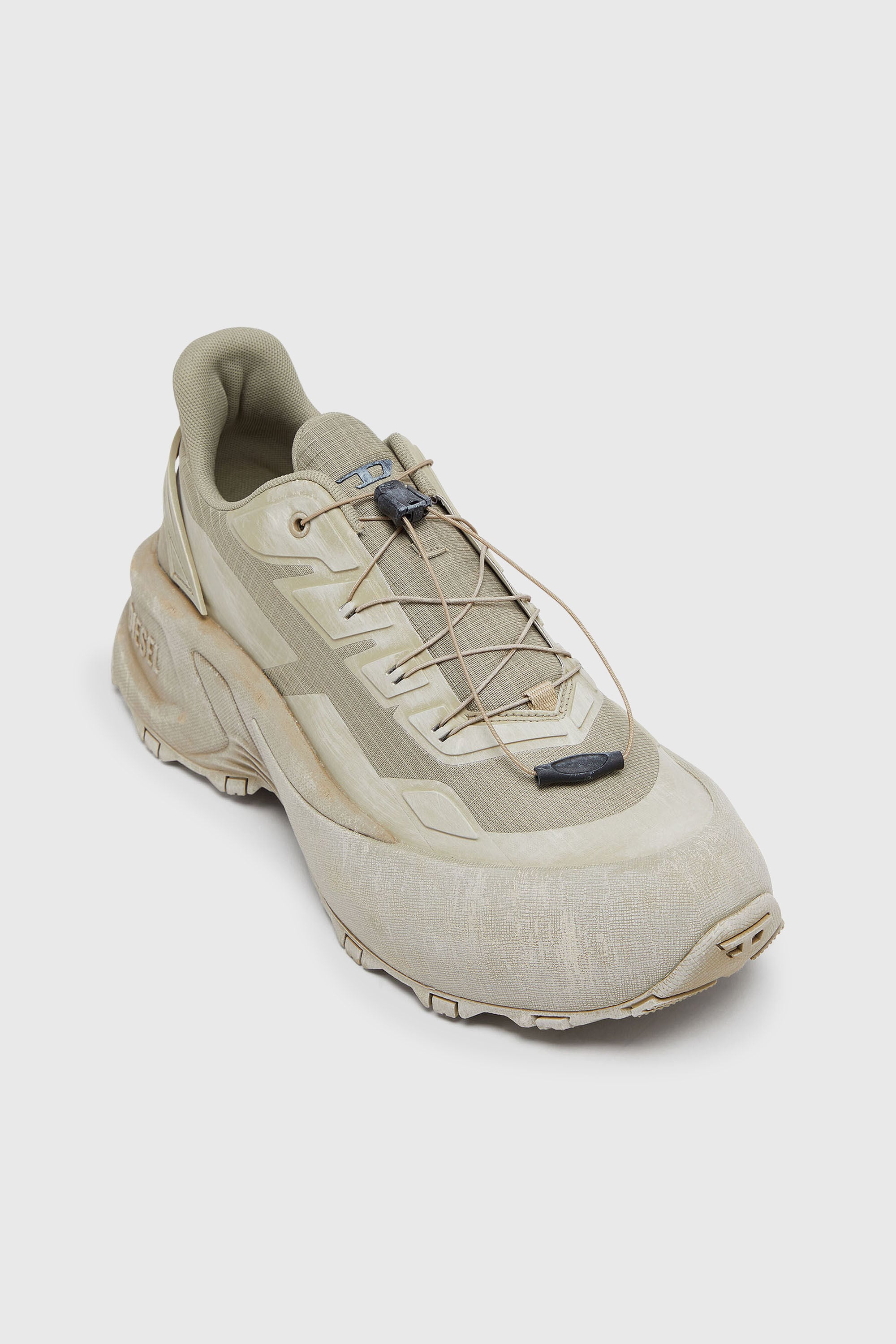 Diesel - D-CAGE RUNNER, Man's D-Cage-Distressed chunky sneakers in ripstop in Military Green - 6