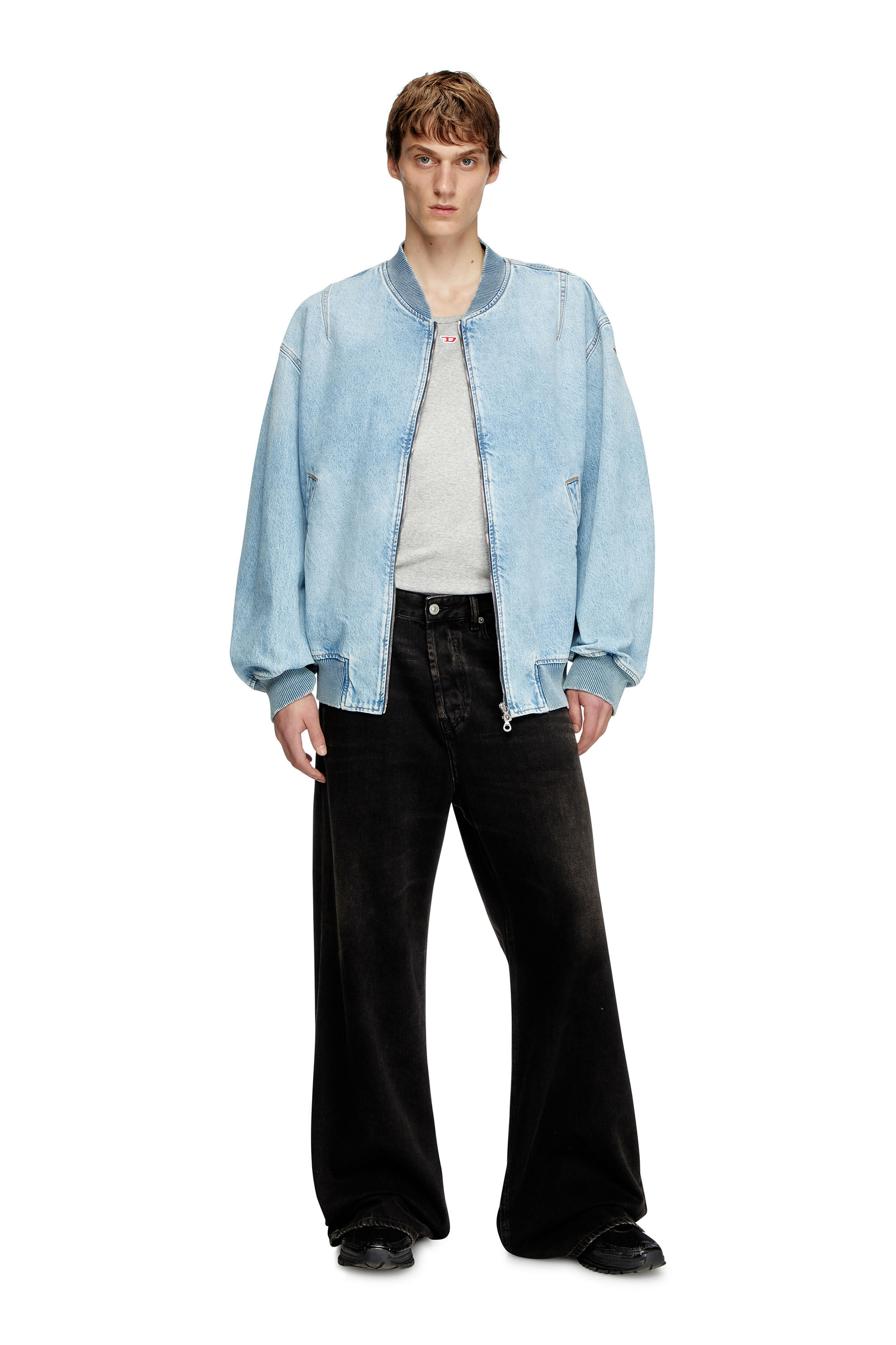 Diesel - D-VINZ, Man's Bomber jacket in denim in Light Blue - 1