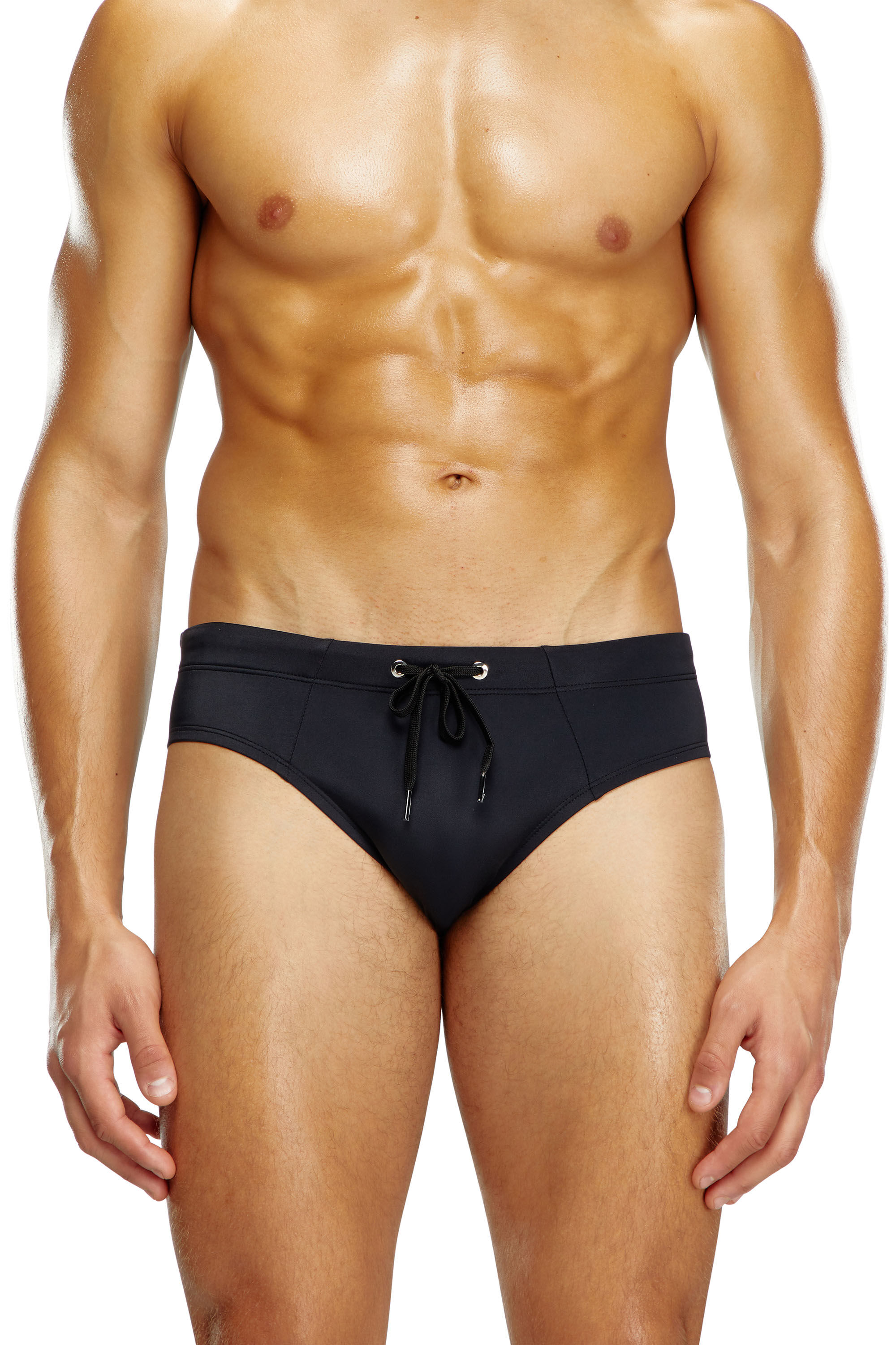 Diesel - BMBR-ALFIE, Man's Swim briefs with tonal logo print in Black - 1