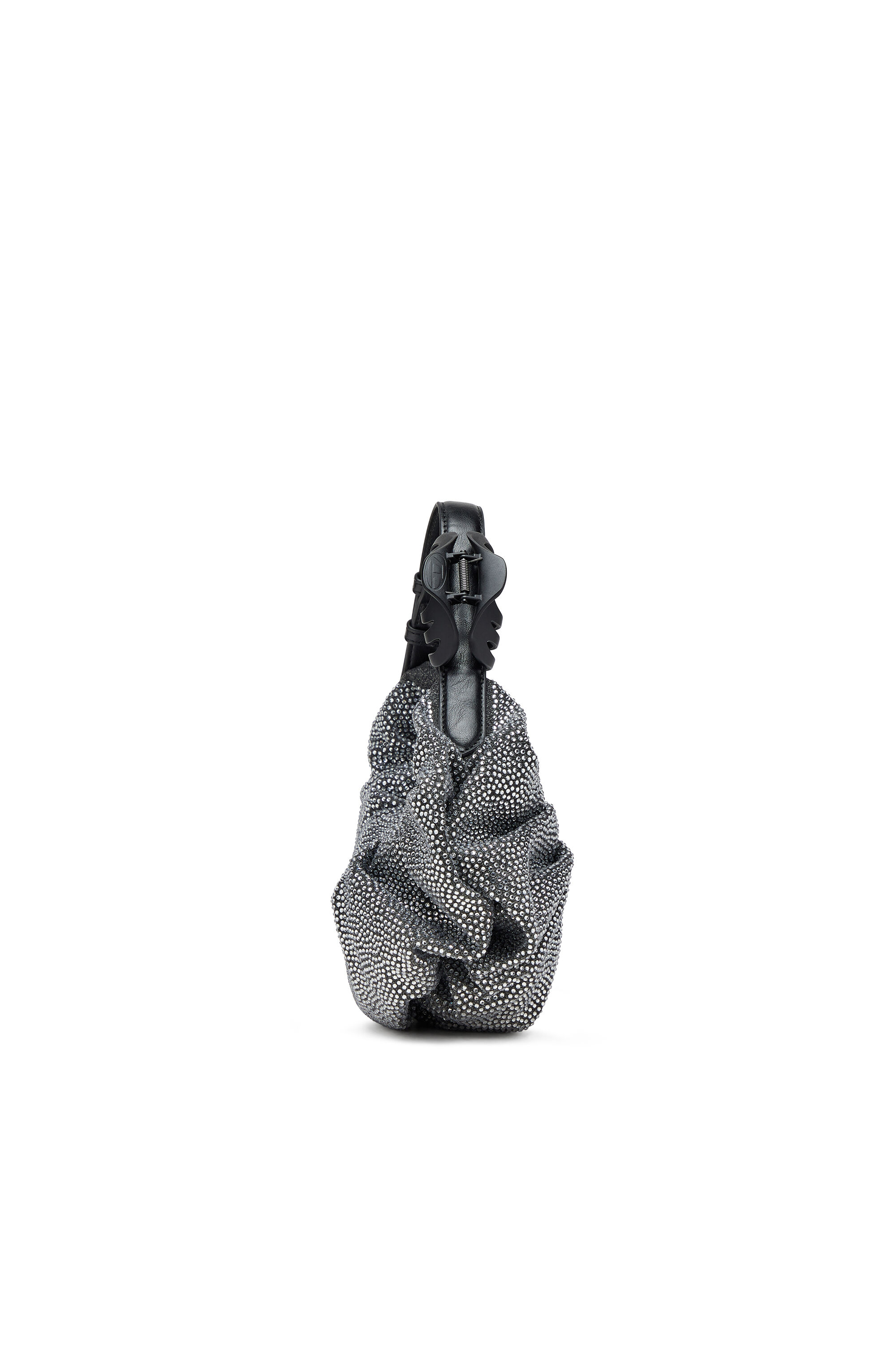 Diesel - GRAB-D HOBO S, Woman's Grab-D S-Small scrunched hobo bag in crystal denim in Black - 4