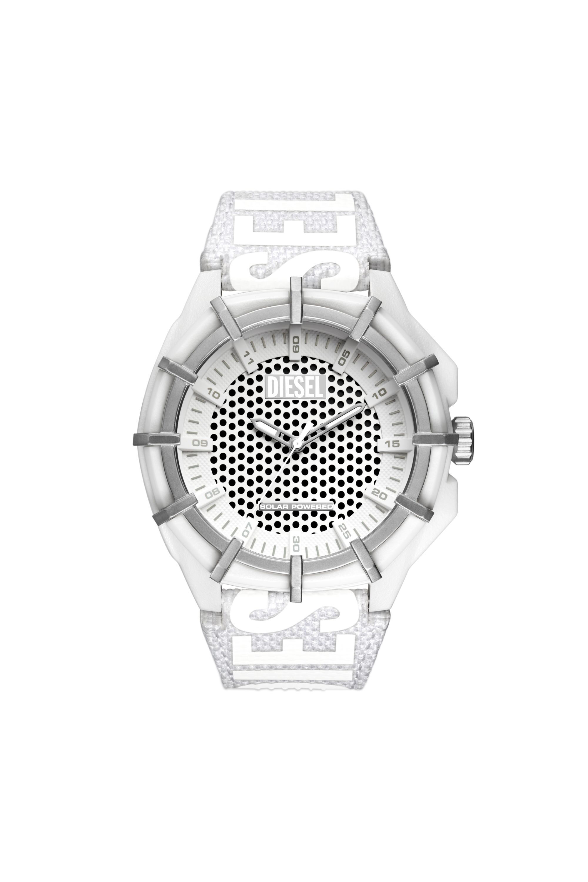 Diesel - DZ4664, Man's Framed solar white textile watch in White - 1