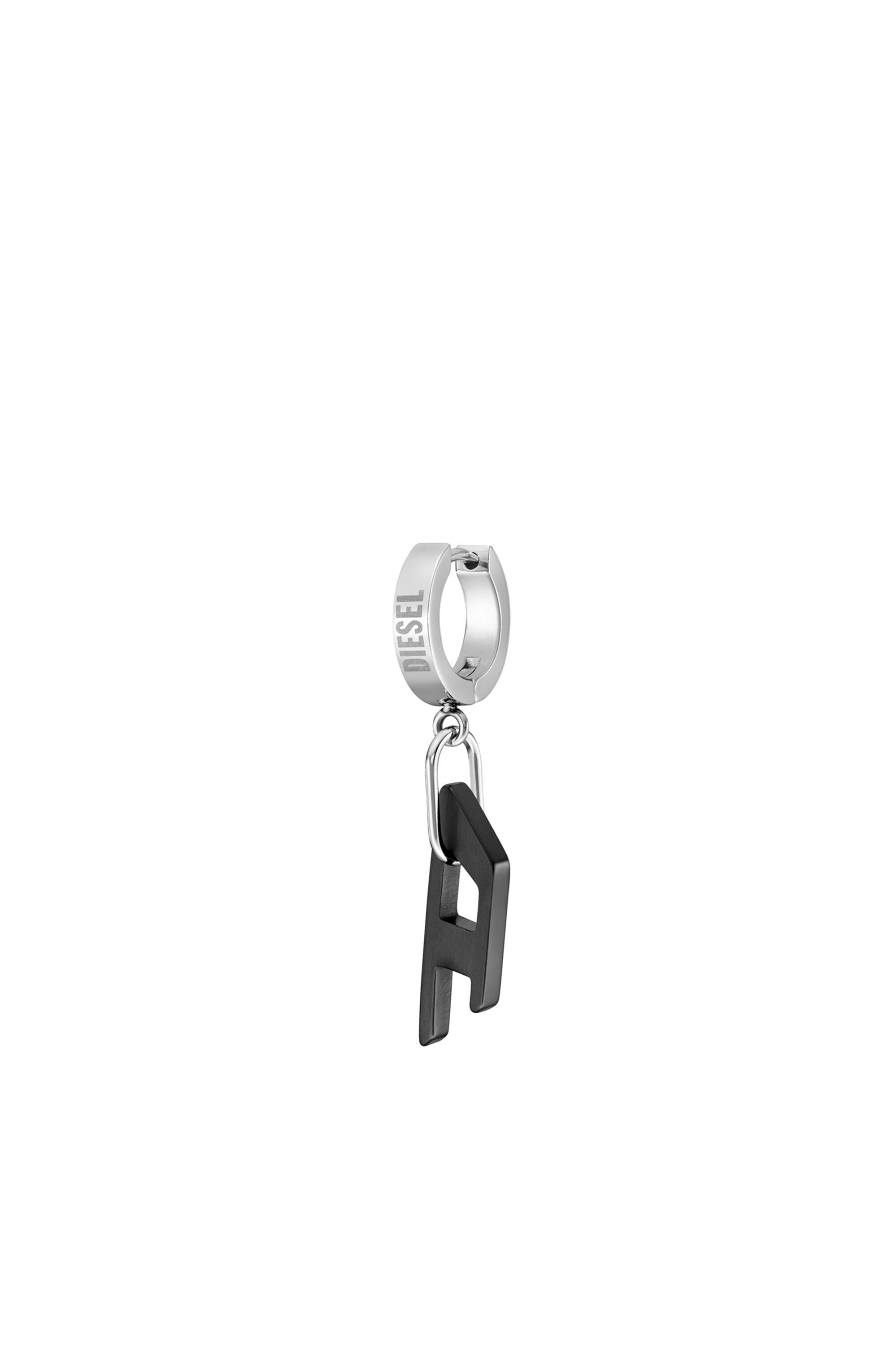 Diesel - DX1418, Unisex's Two-tone Stainless Steel single hoop earring in Black/Silver - 1