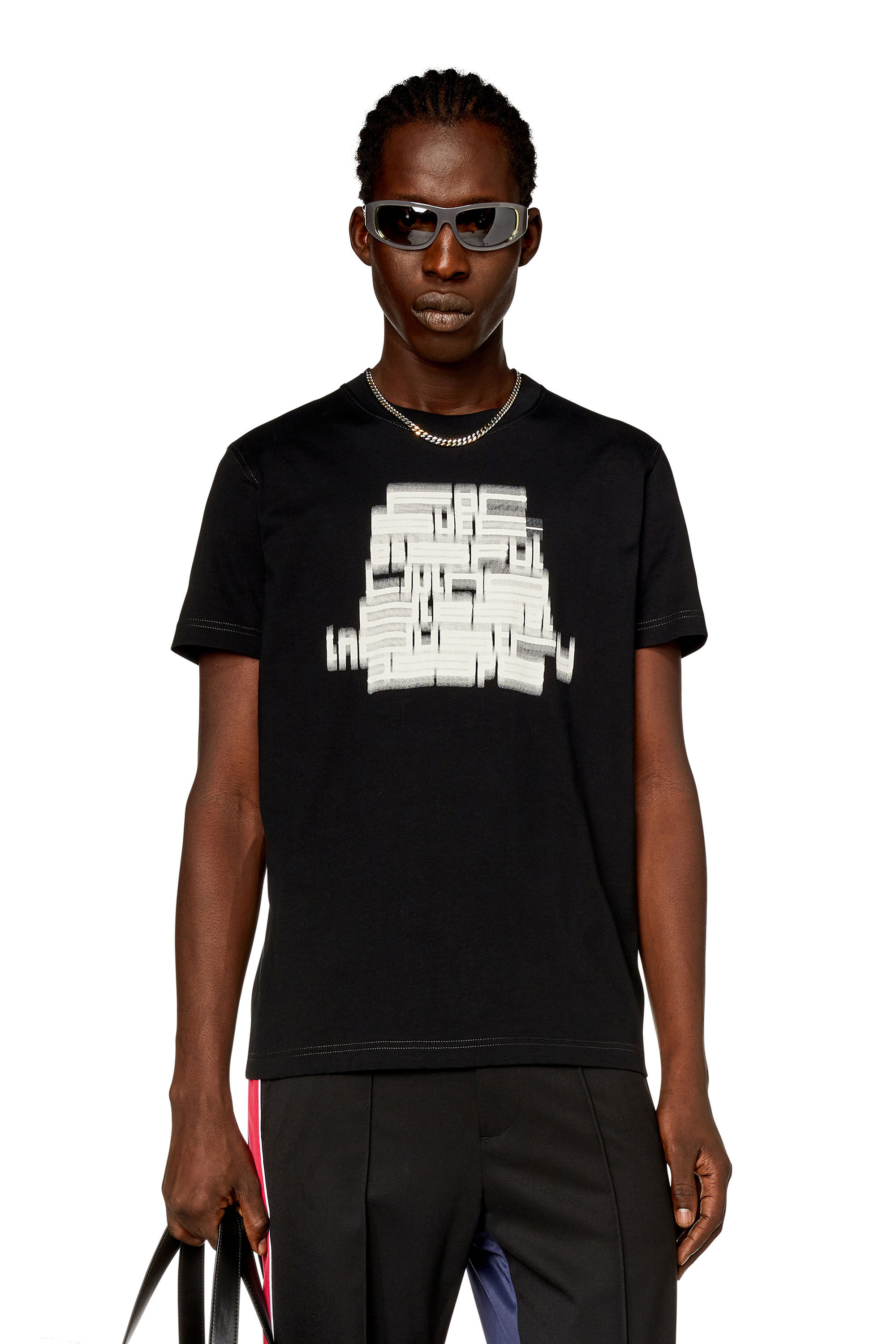 Diesel - T-DIEGOR-N1, Man's T-shirt with blurry For Successful Living print in Black - 3