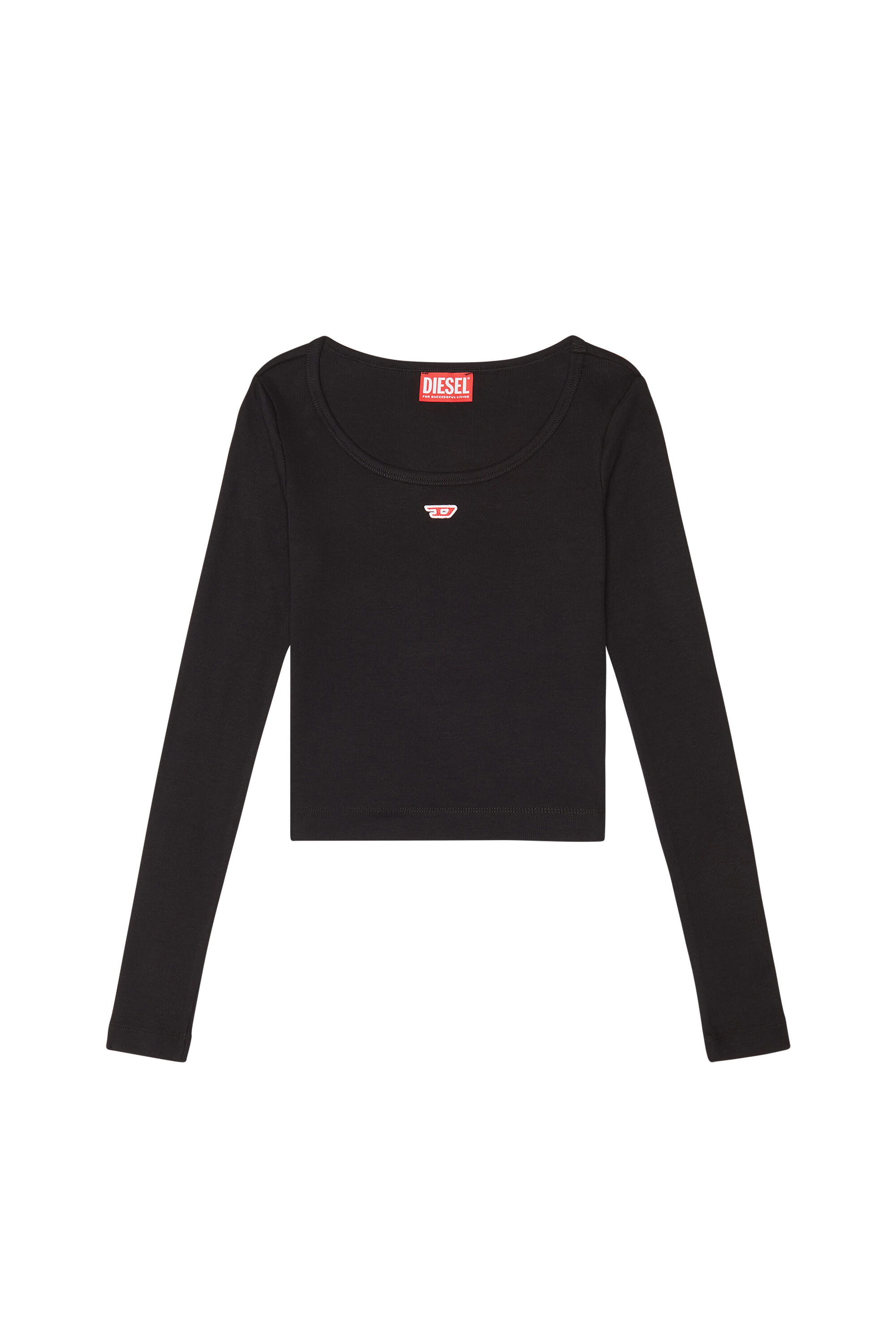 Diesel - T-BALLET-D, Woman's Long-sleeve top with embroidered D patch in Black - 2