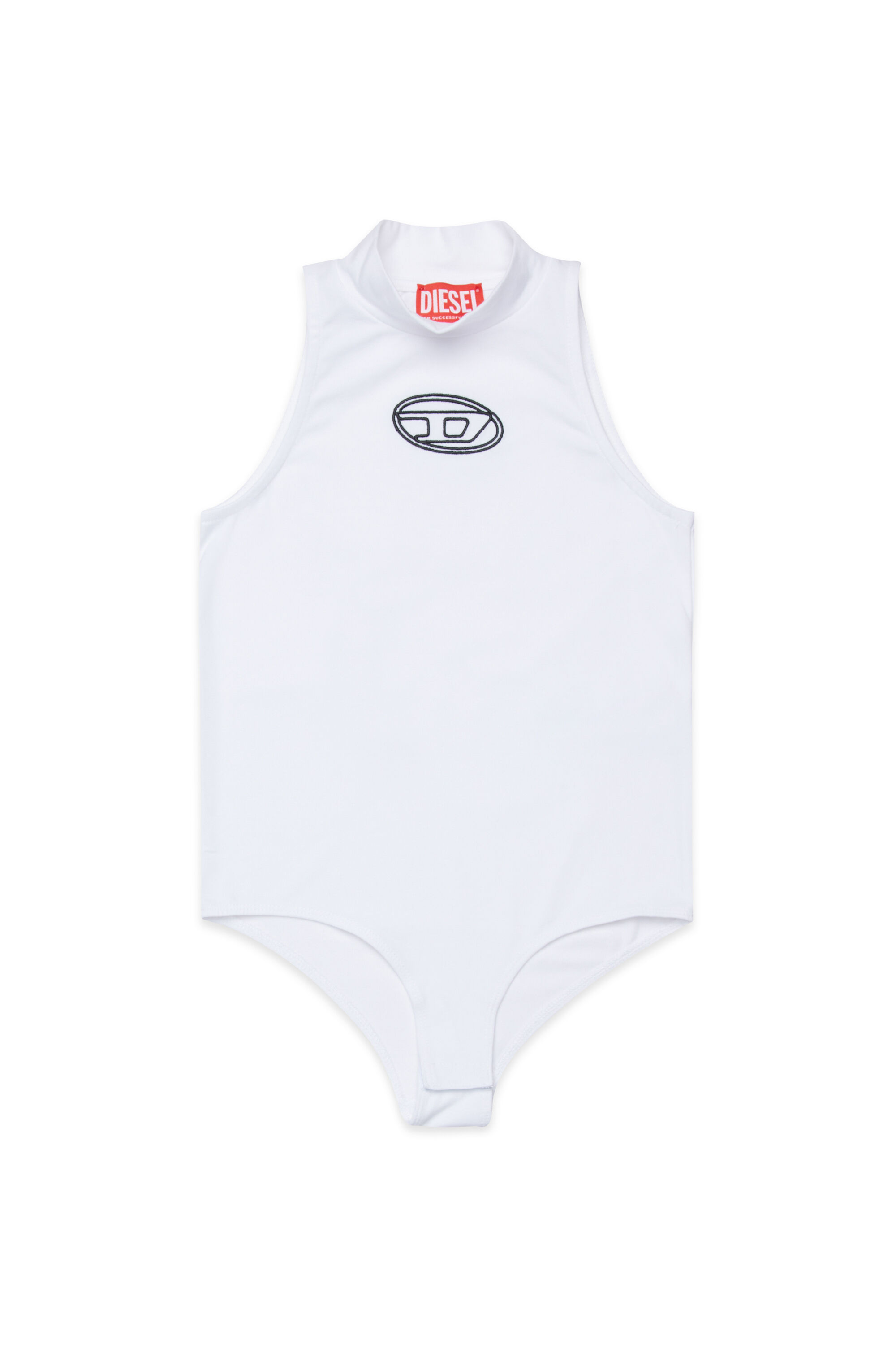 Diesel - BVODY, Woman's Cotton bodysuit with Oval D embroidery in White - 1