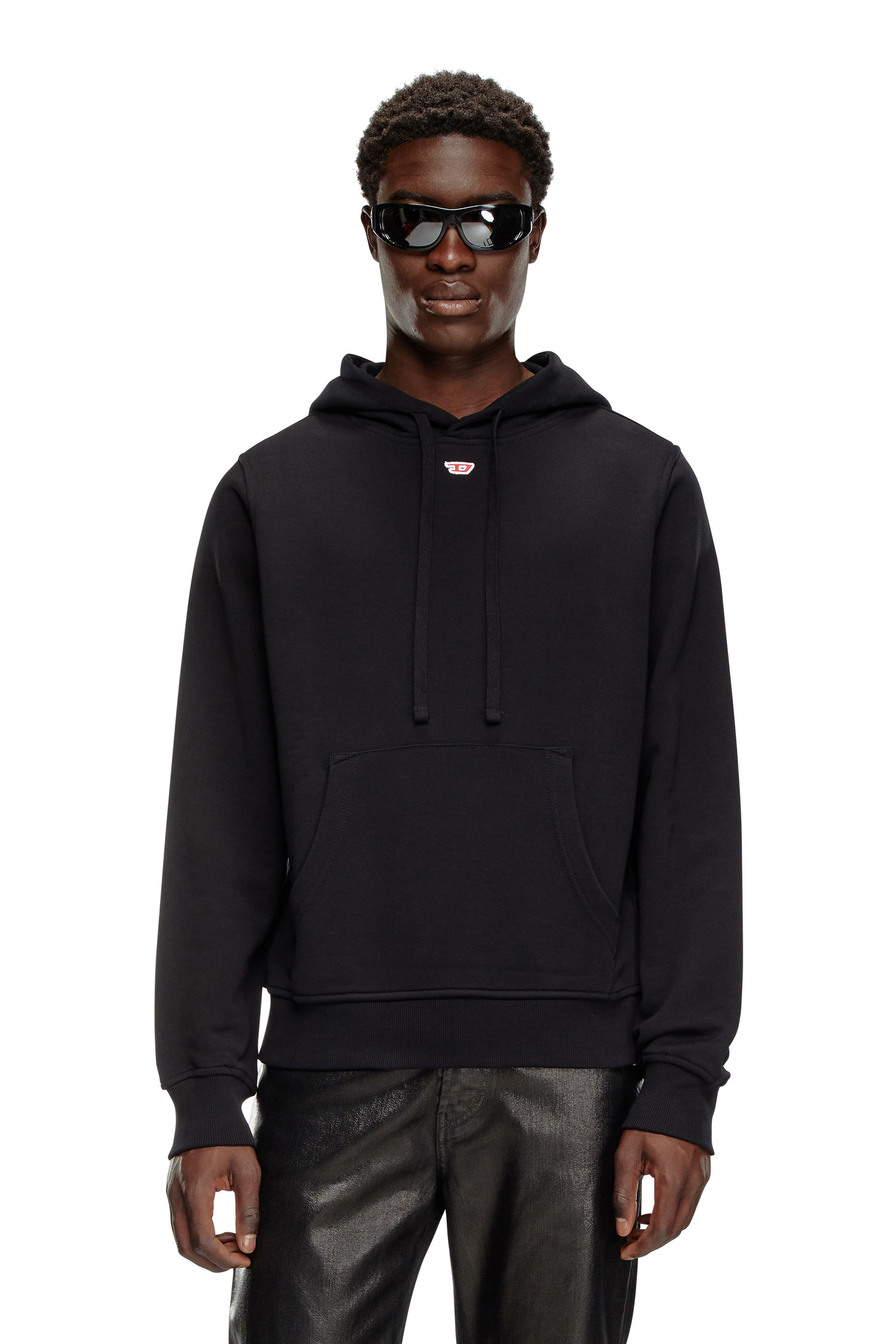 Diesel - S-GINN-HOOD-D, Man's Cotton hoodie with mini D patch in Black - 3