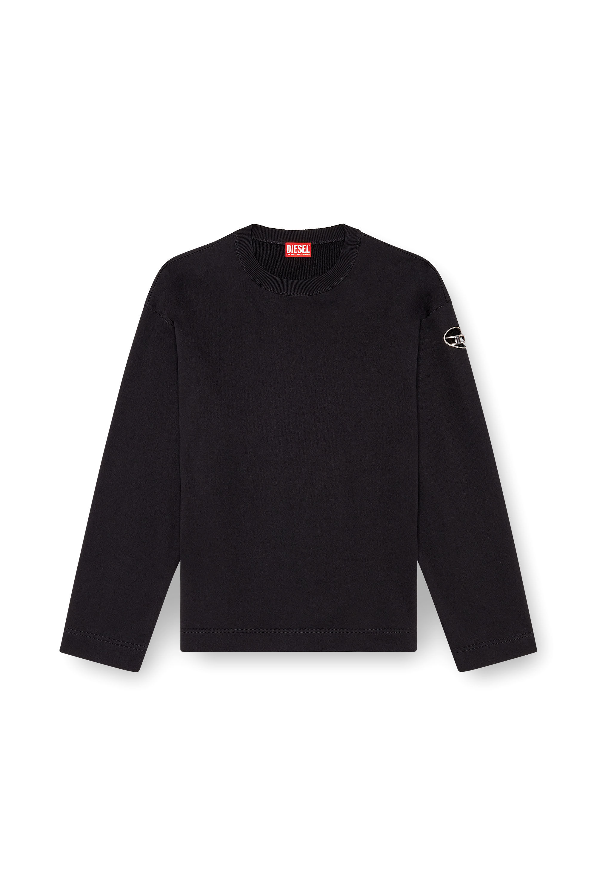 Diesel - S-MACSIS-OD, Man's Oversized sweatshirt with metallic logo in Black - 2