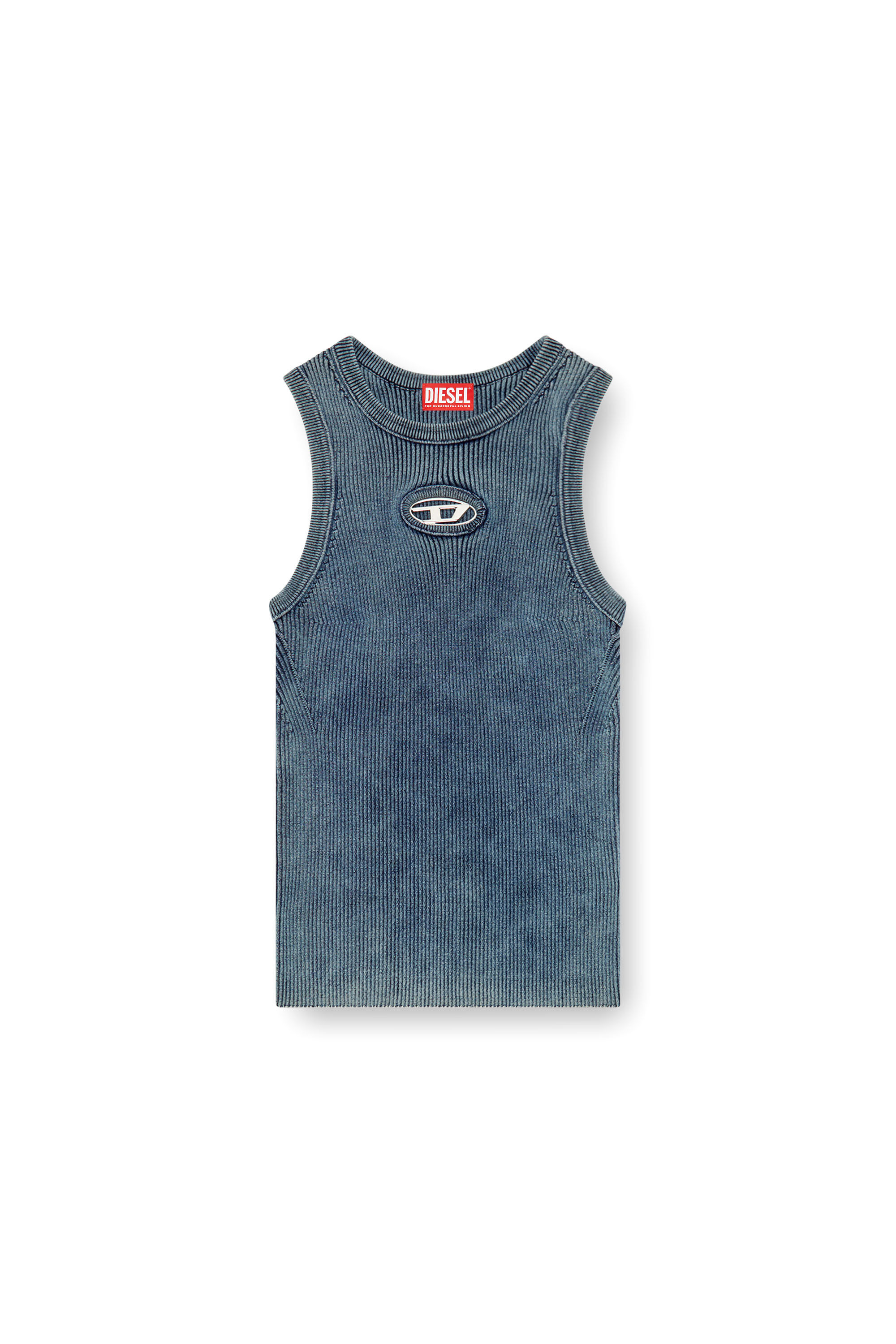 Diesel - M-ANCHOR-A-SL, Woman's Rib-knit tank top with Oval D in Dark Blue - 2