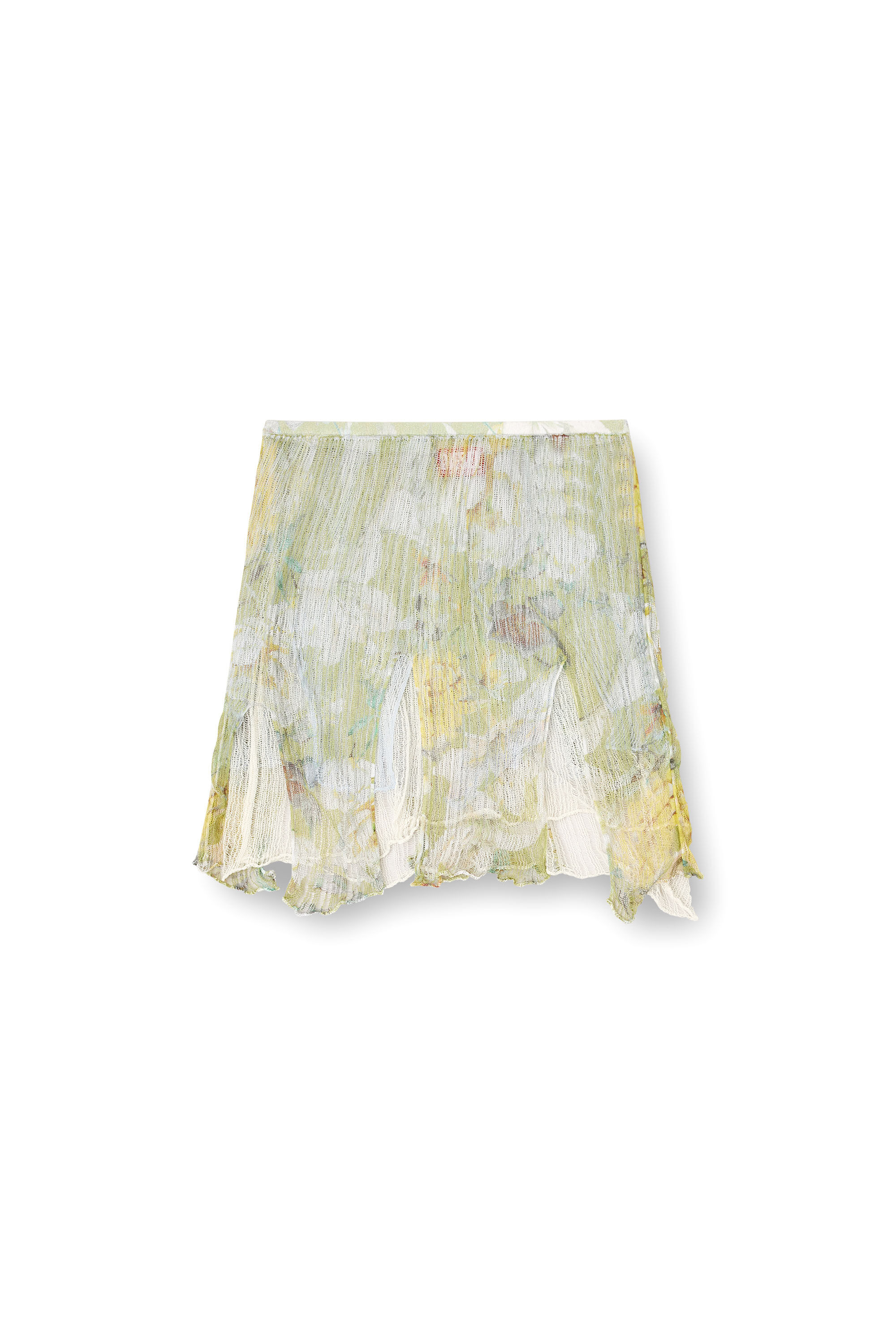 Diesel - M-ATREIUS, Woman's Floral knitted skirt with distressing in Green/White - 2