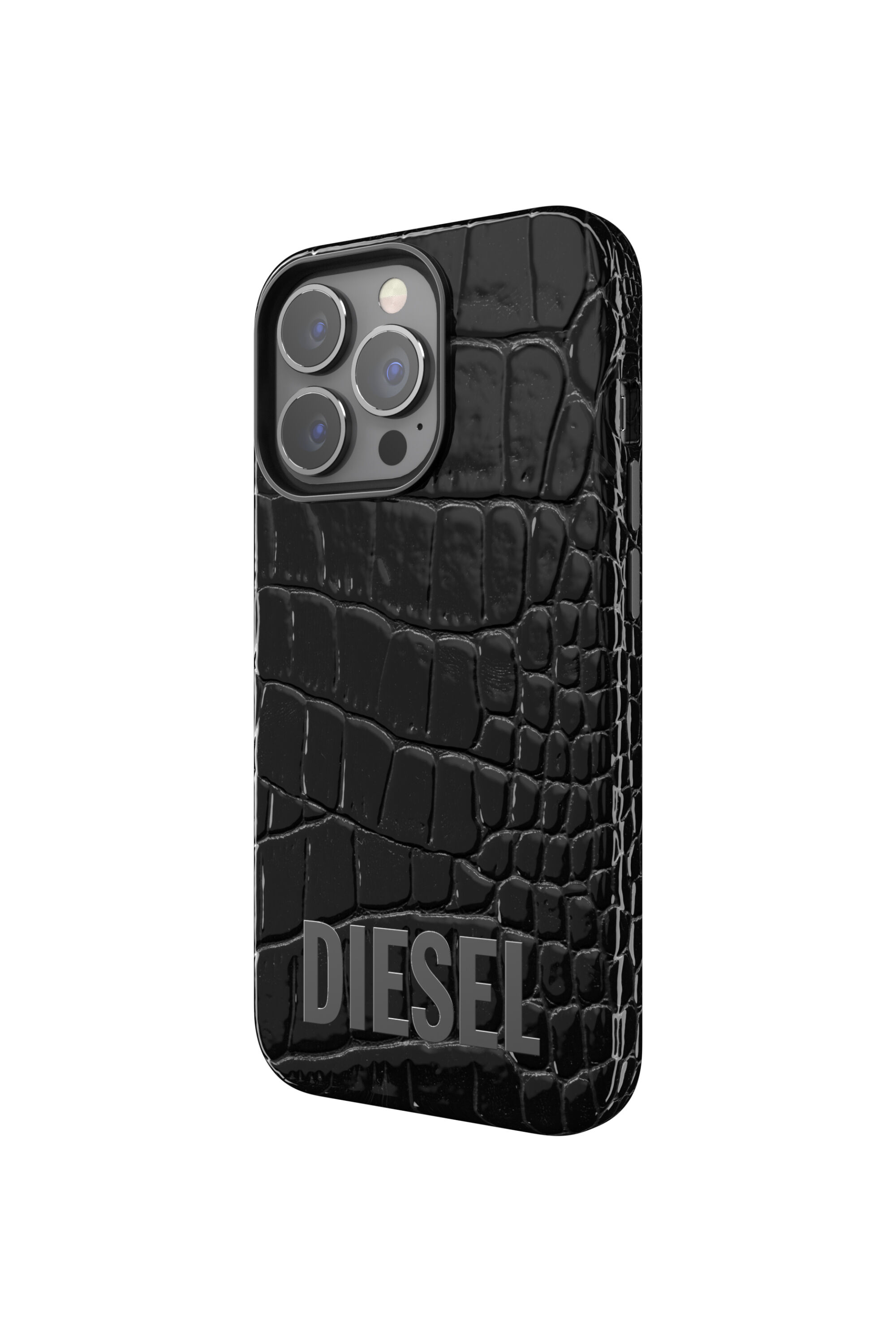 Diesel - 47174 STANDARD CASE, Unisex's Moulded case alligator leather wrap for iPhone 13 Pro in Black - 4