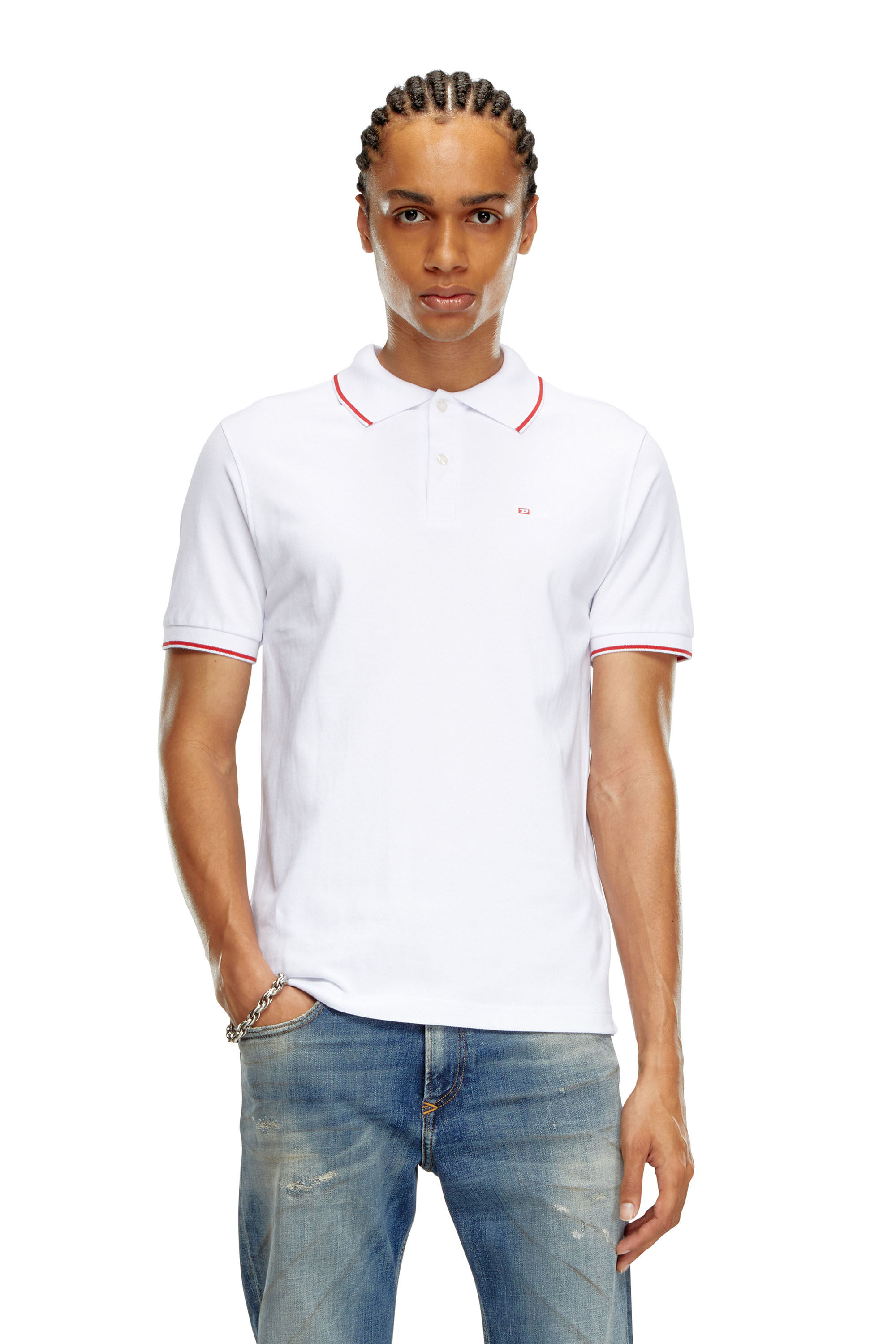 Diesel - T-FERRY-MICRODIV, Man's Polo shirt with micro Diesel embroidery in White - 3