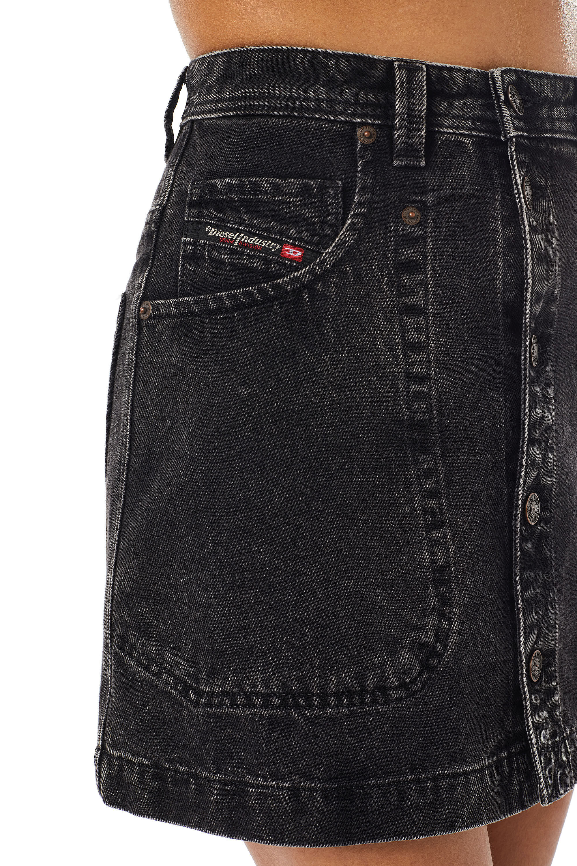 Diesel - DE-ALBUS A-LINE SKIRT, Black/Dark grey - Image 6