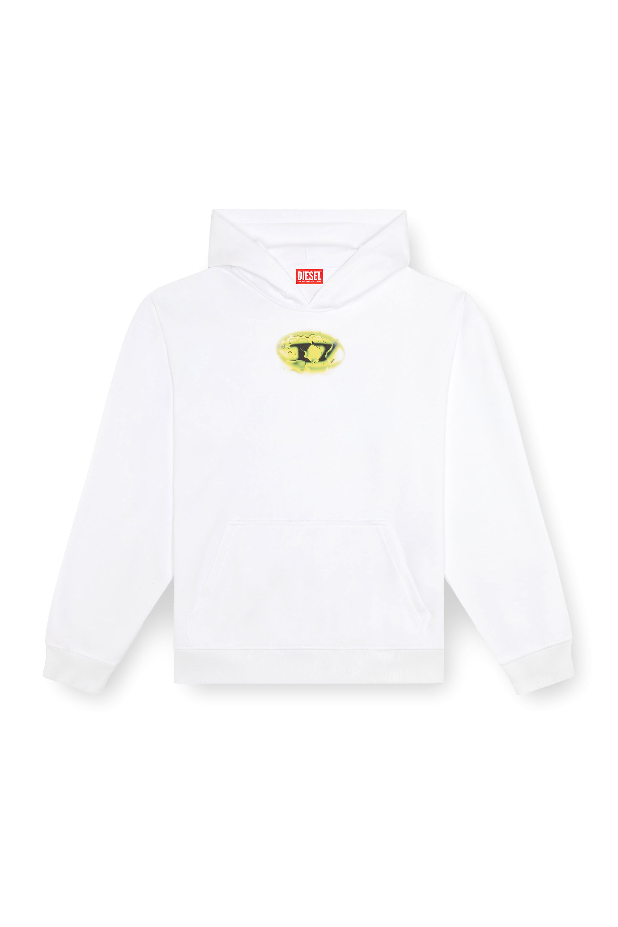 Diesel - S-BOXT-HOOD-K3, Man's Hoodie with water-effect logo print in White - 2