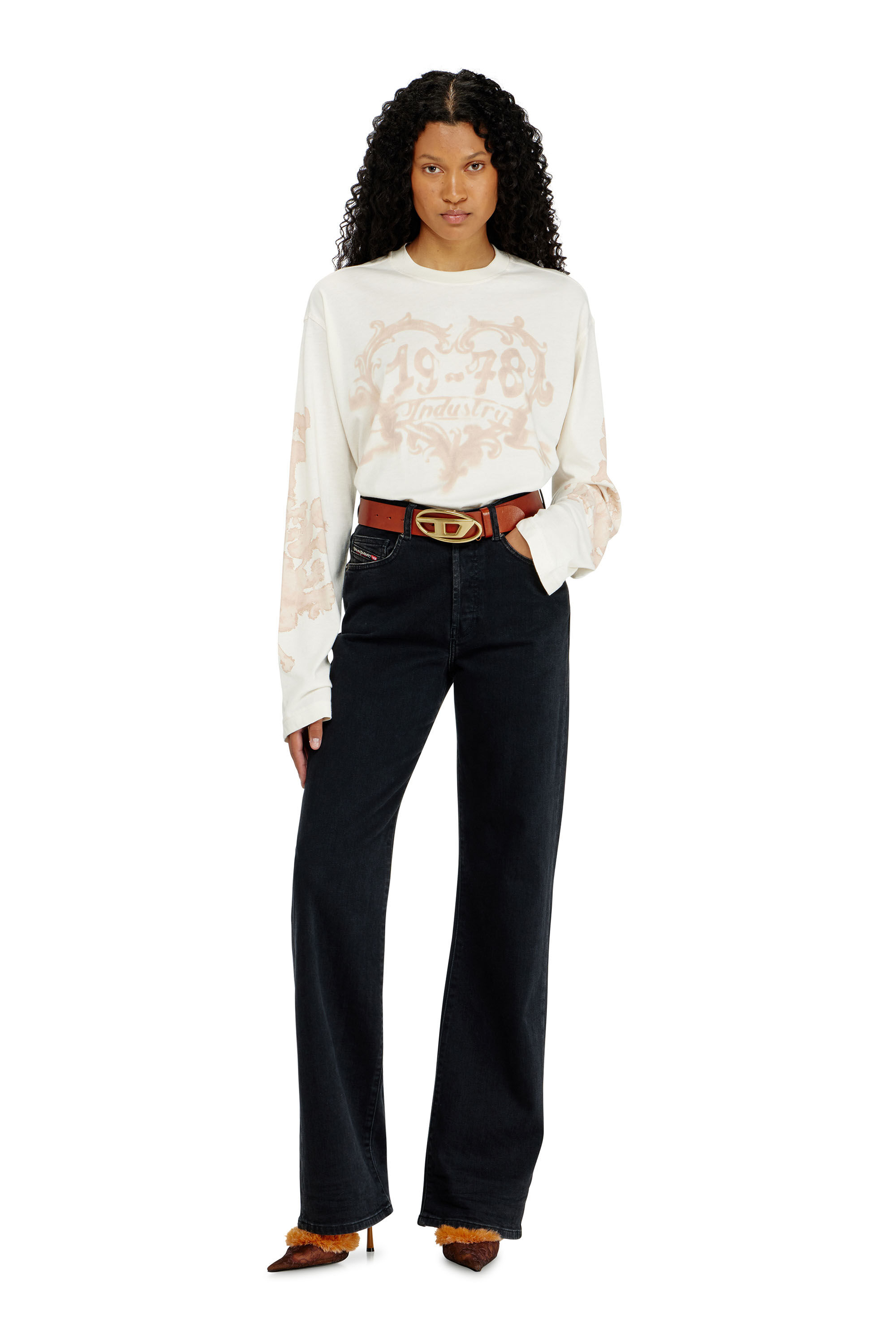 Diesel - T-HILARY-LS-AA1, Woman's Cotton long-sleeve T-shirt with graphic print in null - 1