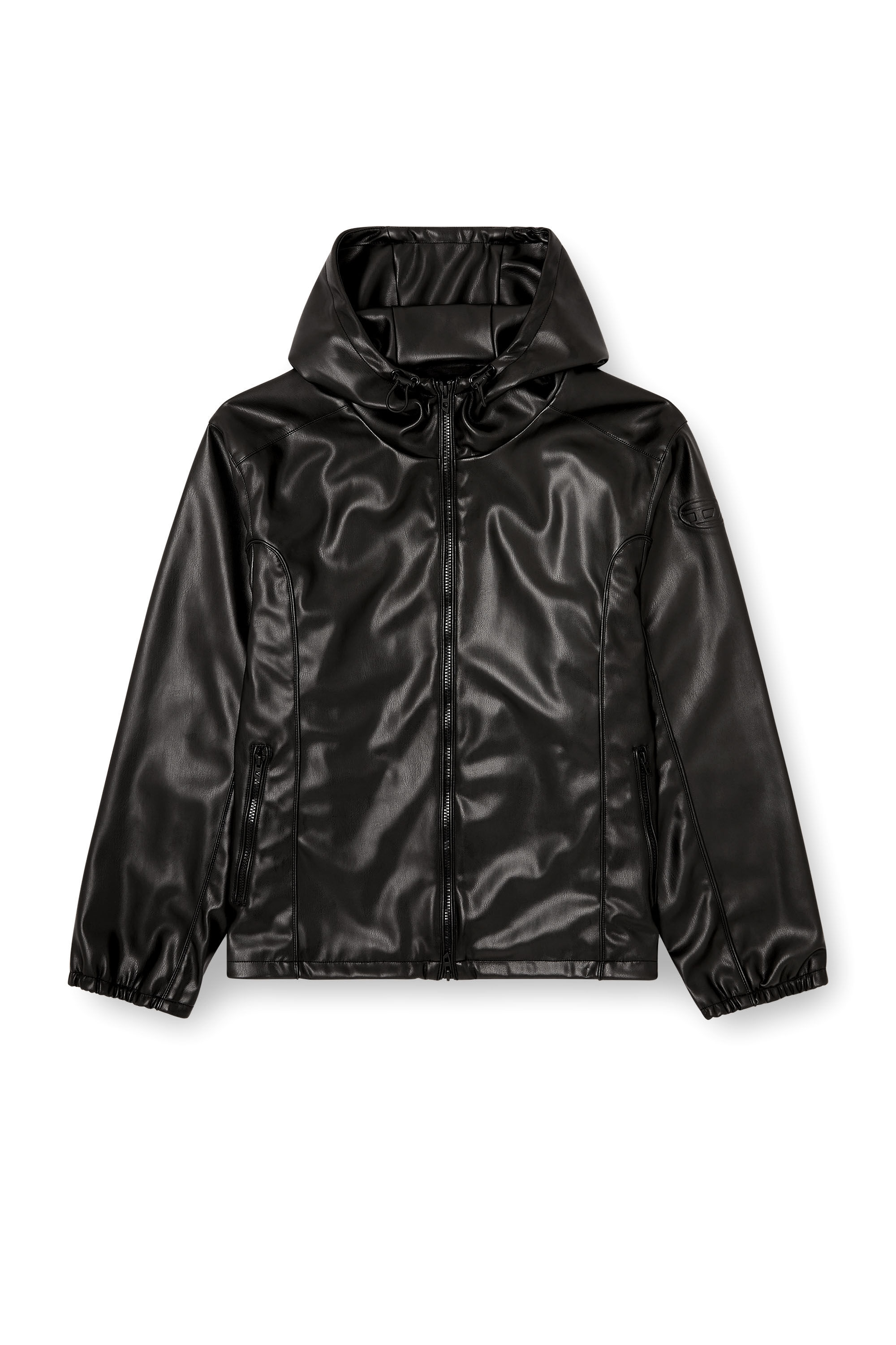Diesel - J-HIVES-PGBX, Man's Hooded windbreaker in coated fabric in Black - 2