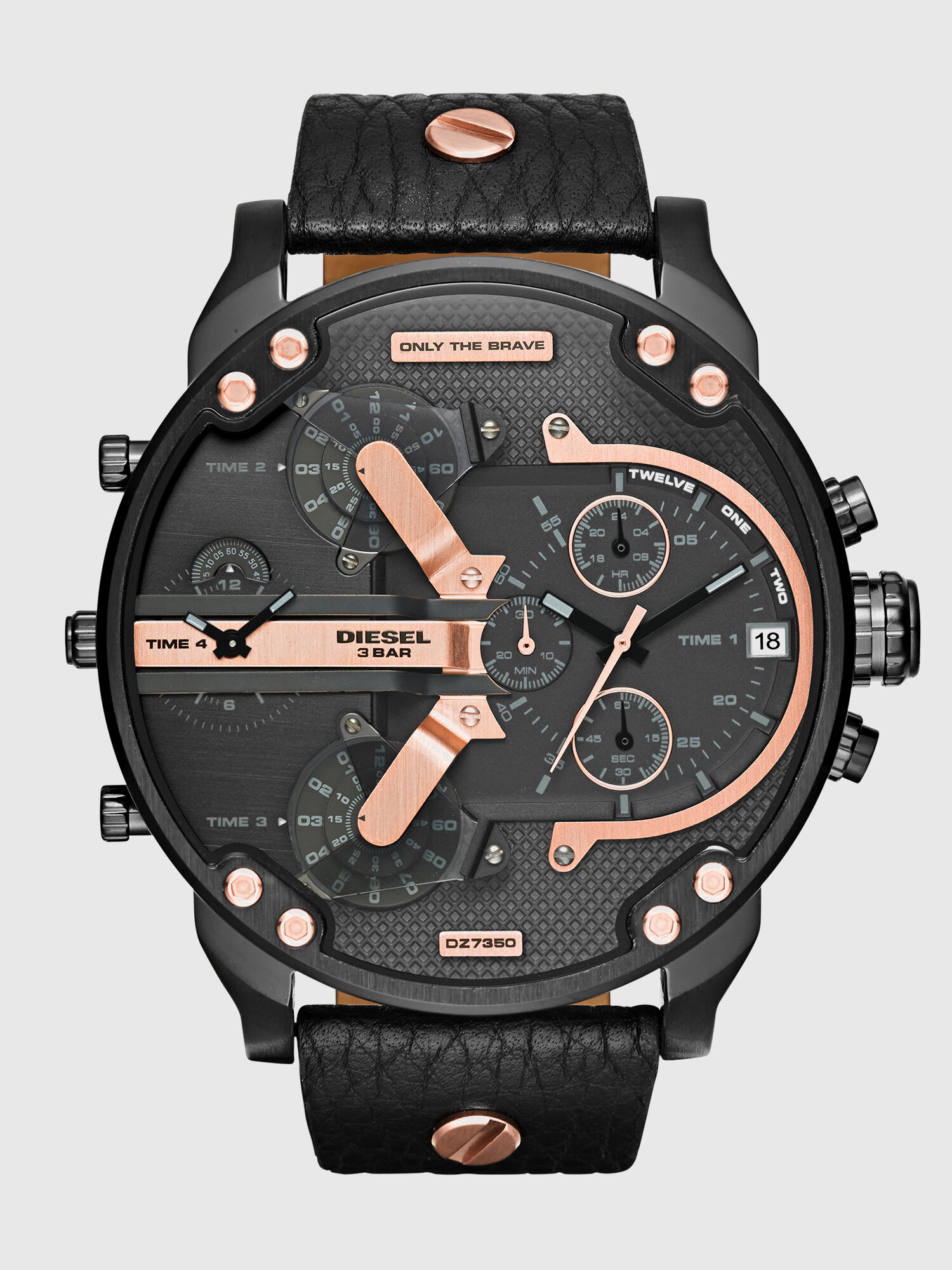 Diesel - DZ7350 MR DADDY 2.0, Man's Leather watch with detailed dial, 51 mm in Black - 1