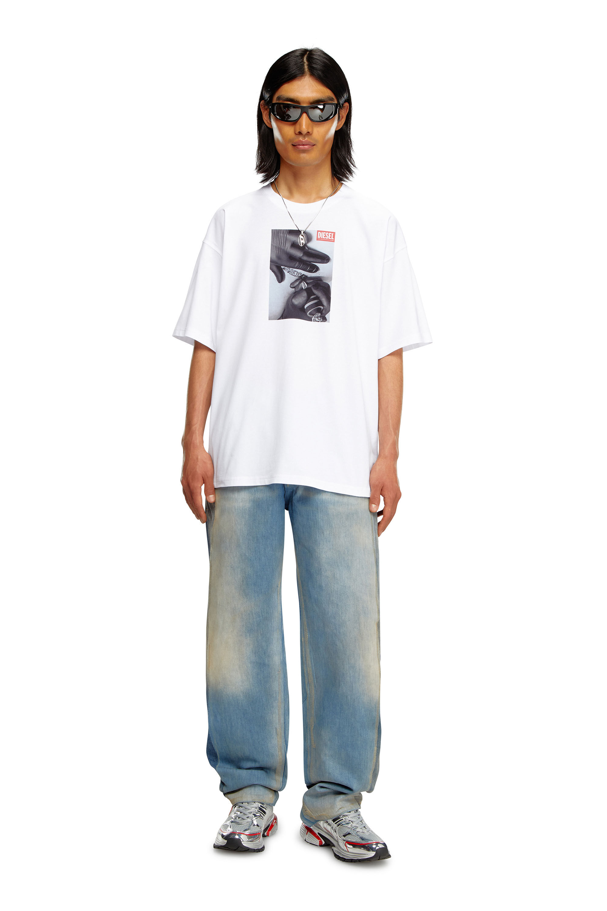 Diesel - T-BOXT-K4, Man's T-shirt with tattoo glove print in White - 1