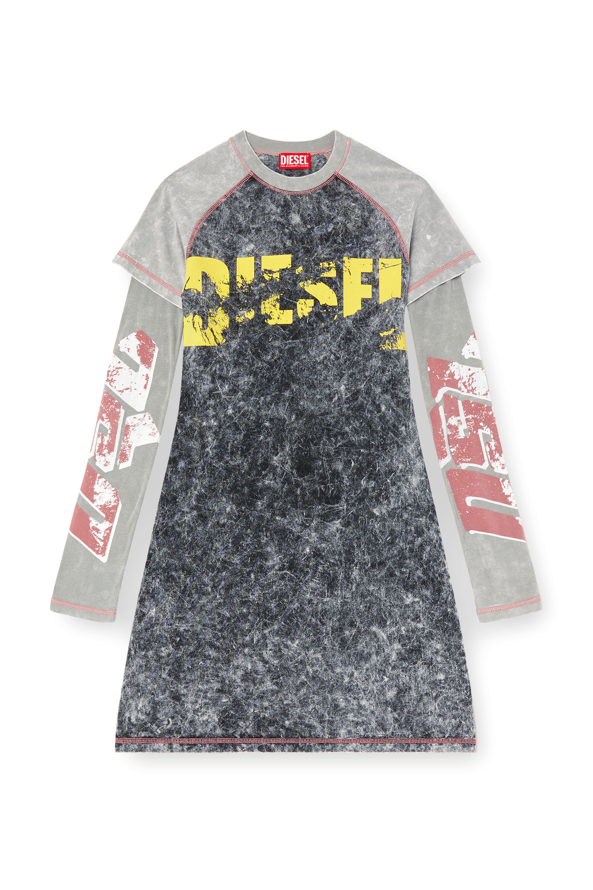 Diesel - D-BUXT-Q1, Woman's Layered mini dress in Black - 2