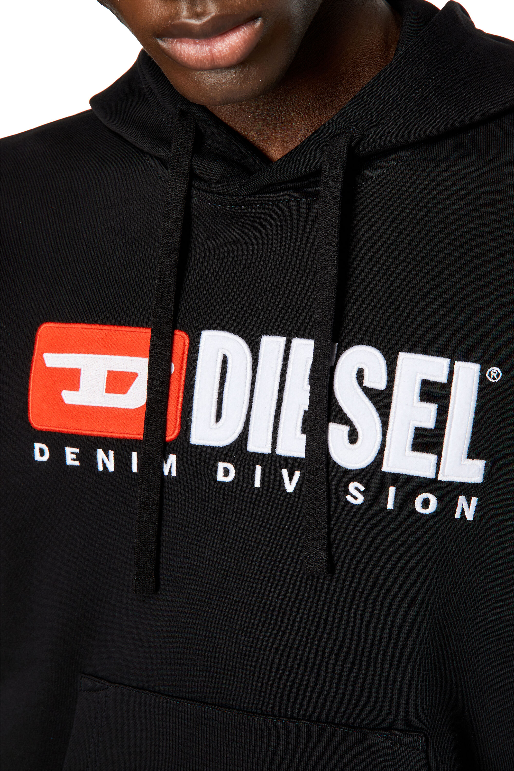 Diesel - S-GINN-HOOD-DIV, Man's Hoodie with logo appliqué in Black - 5