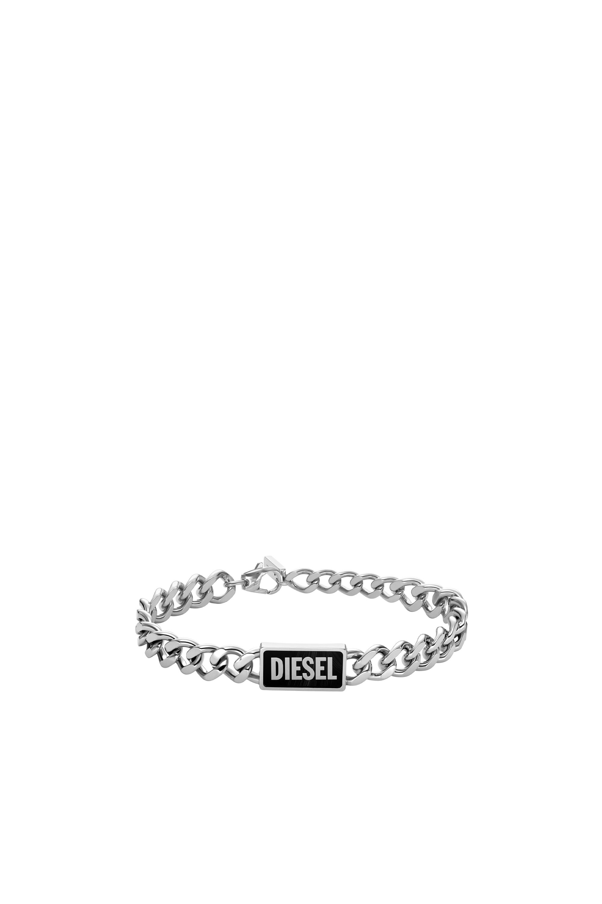 Diesel - DX1513, Unisex's Black agate id bracelet in Silver - 1