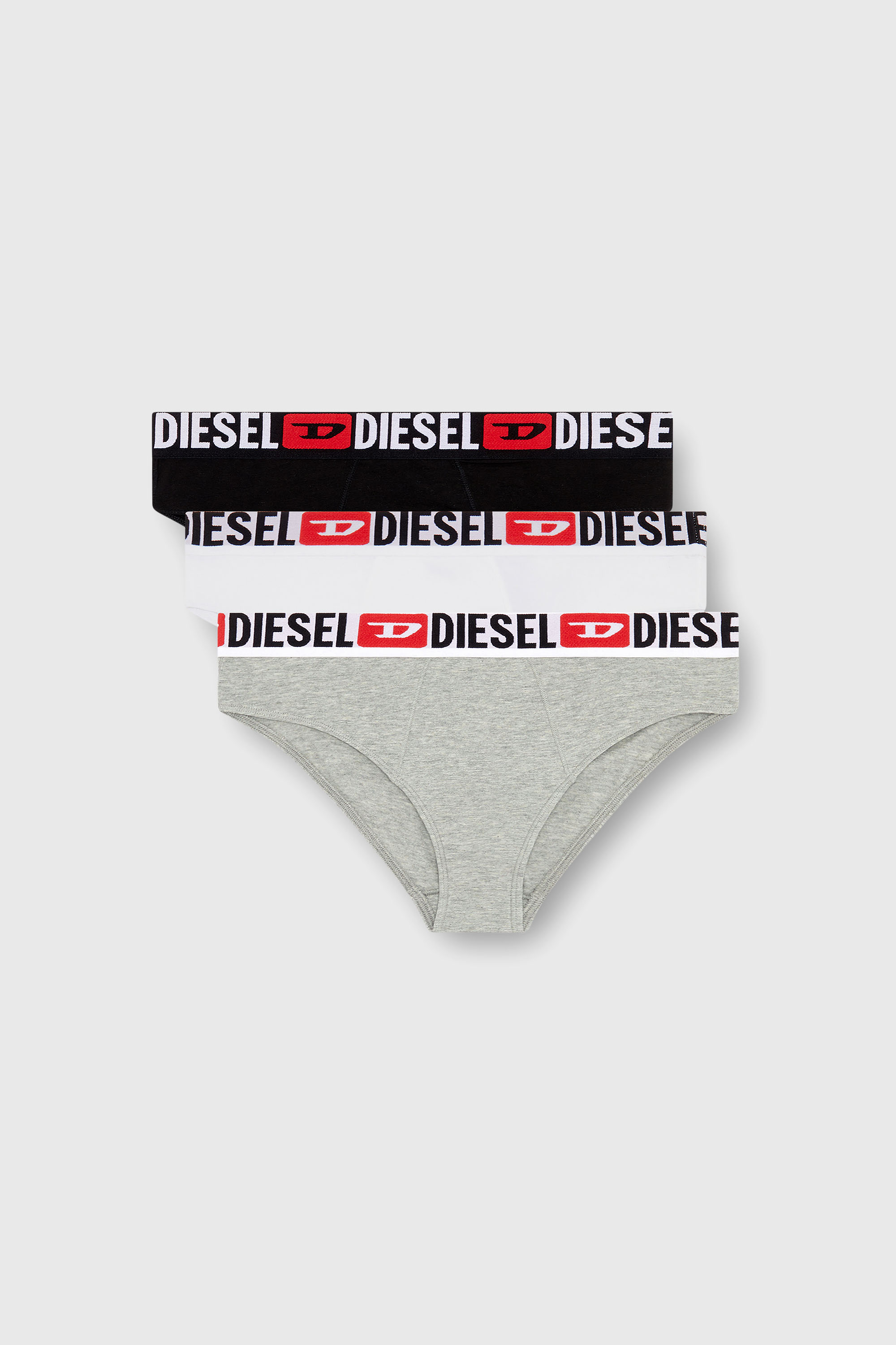 Diesel - UFPN-BLANCA-R-THREEPACK, Woman's Three-pack ribbed high-waisted briefs in Grey/White - 2
