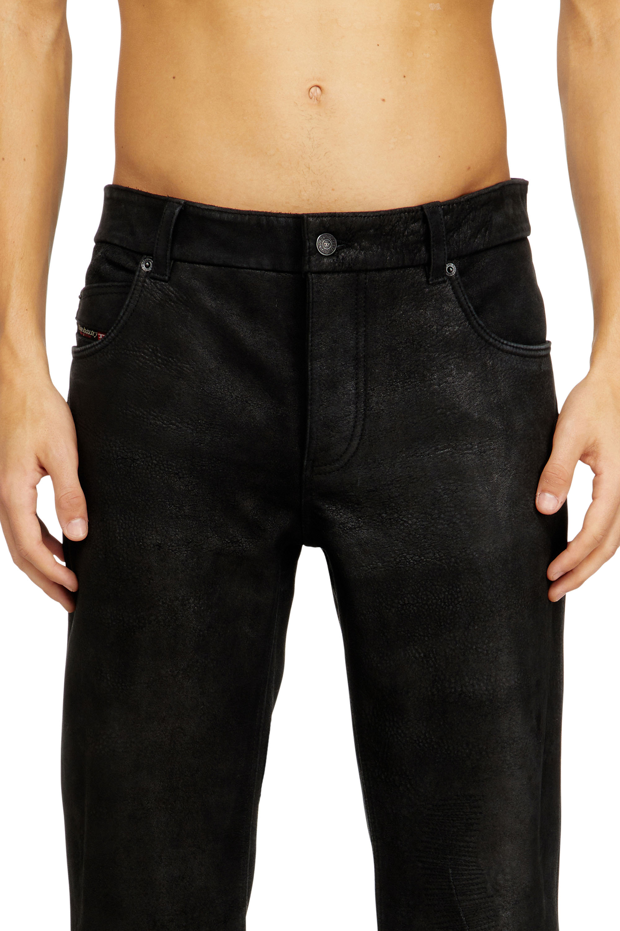 Diesel - P-VYLL-DMBI, Man's Jean-cut leather pants in Black - 4