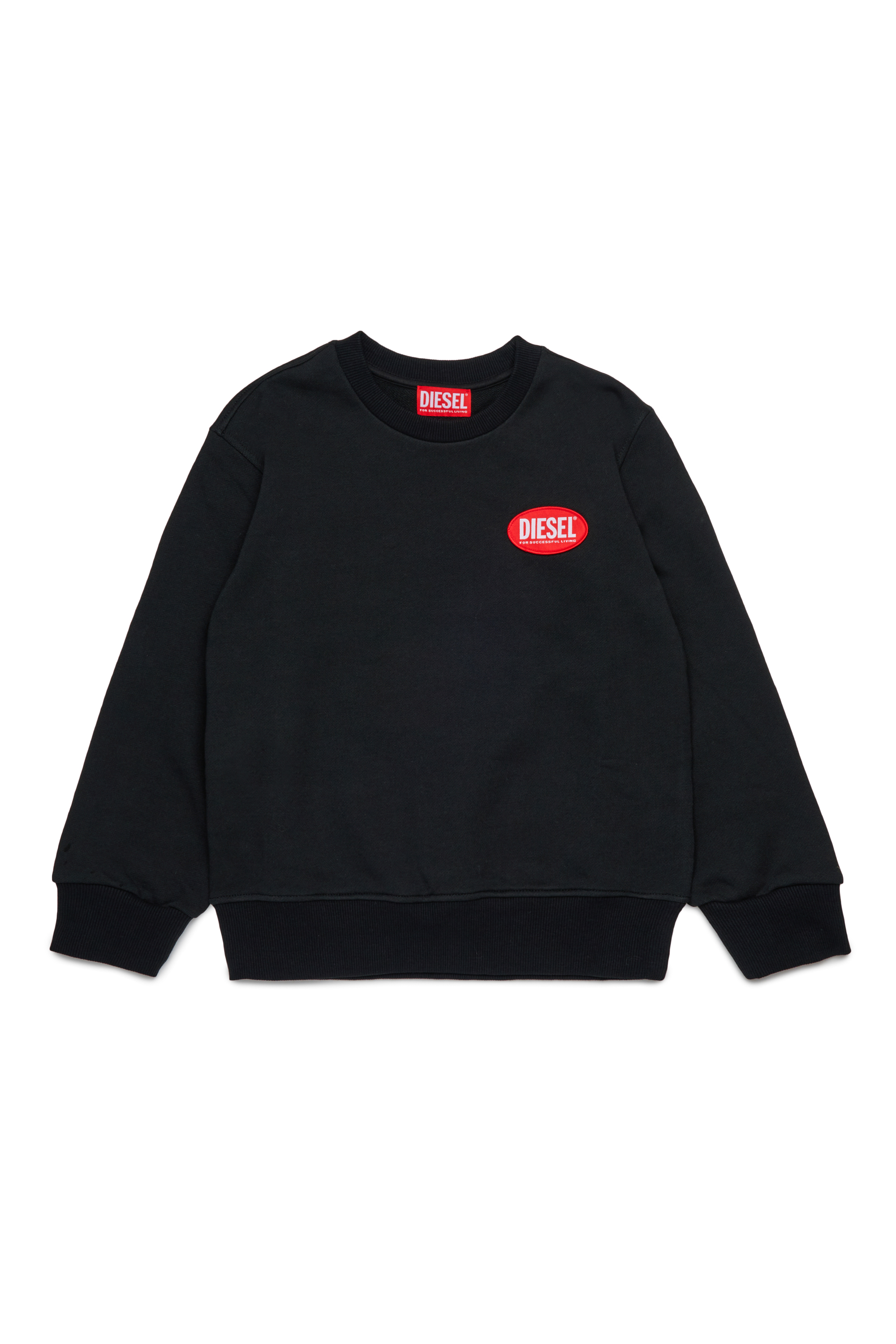 Diesel - SPATCH OVER, Man's Cotton sweatshirt with applied logo in Black - 1