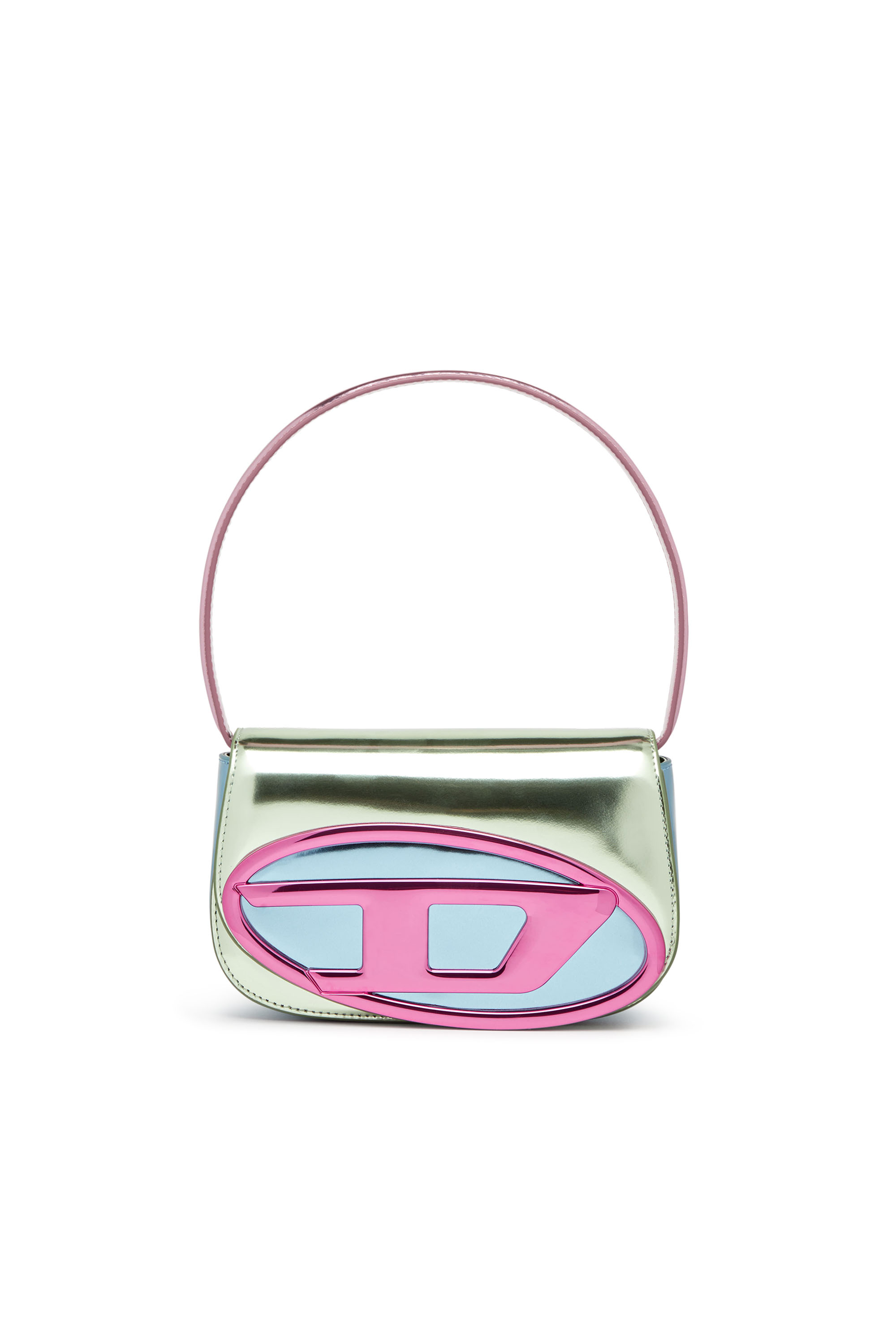 Diesel - 1DR, Woman's 1DR-Iconic shoulder bag in mirror leather in Green/Pink - 1