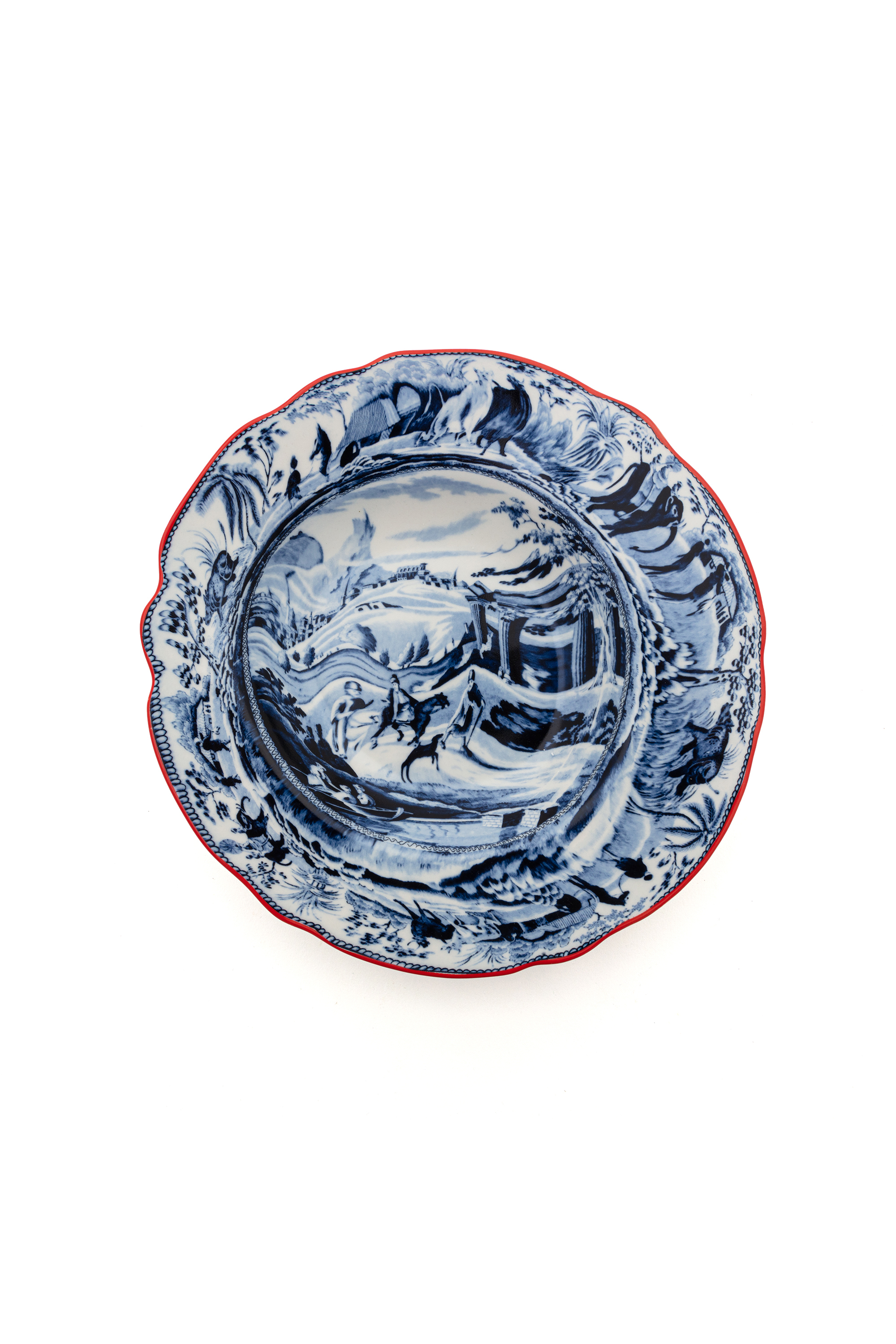 Diesel - 11220 SOUP PLATE IN PORCELAIN "CLASSIC O, Unisex's Pocelain soupe plate in White/Blue - 1