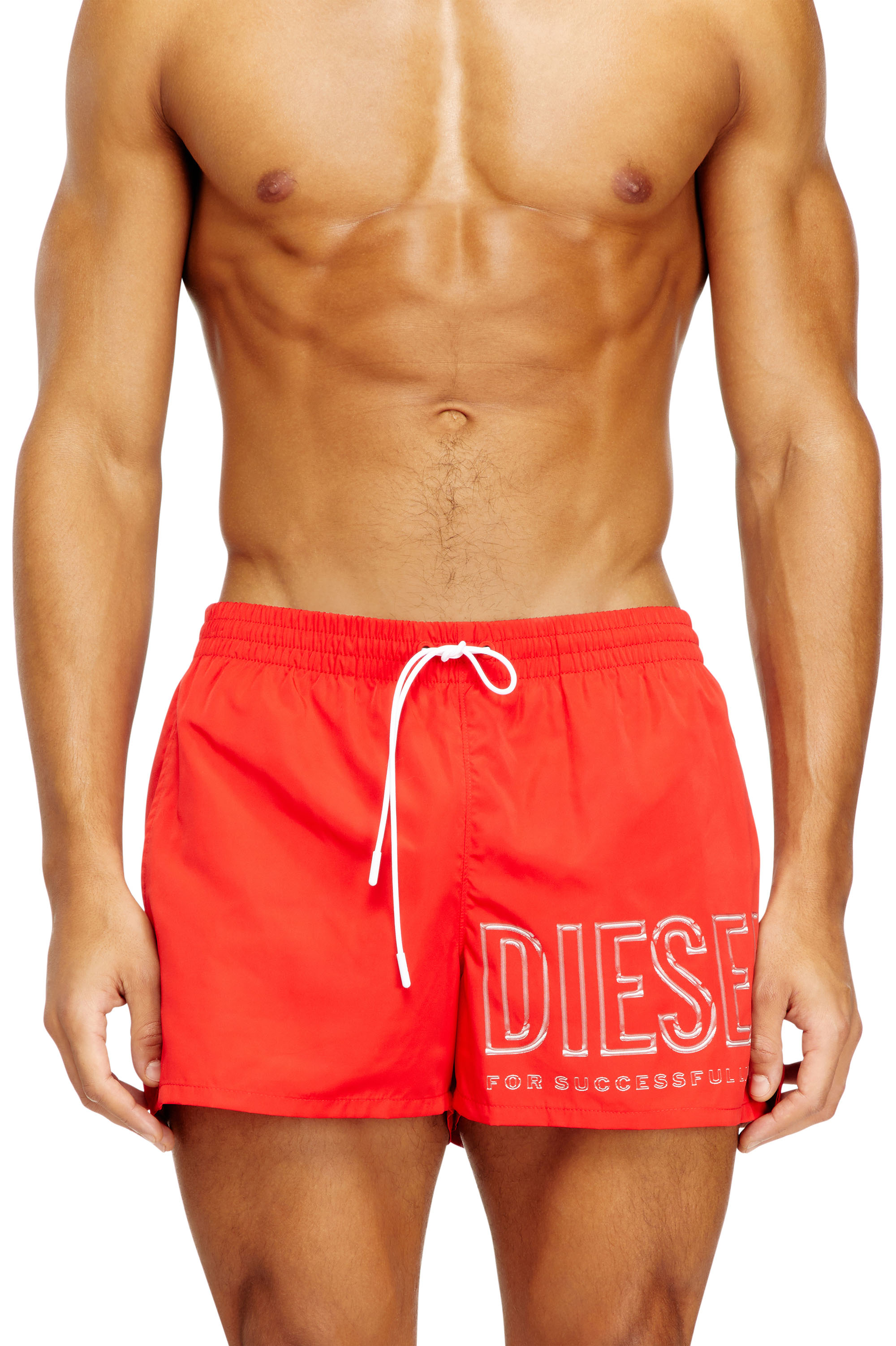 Diesel - OLYMPIC-34-D-CORE, Man's Mid-length swim shorts with outline logo in Red - 1