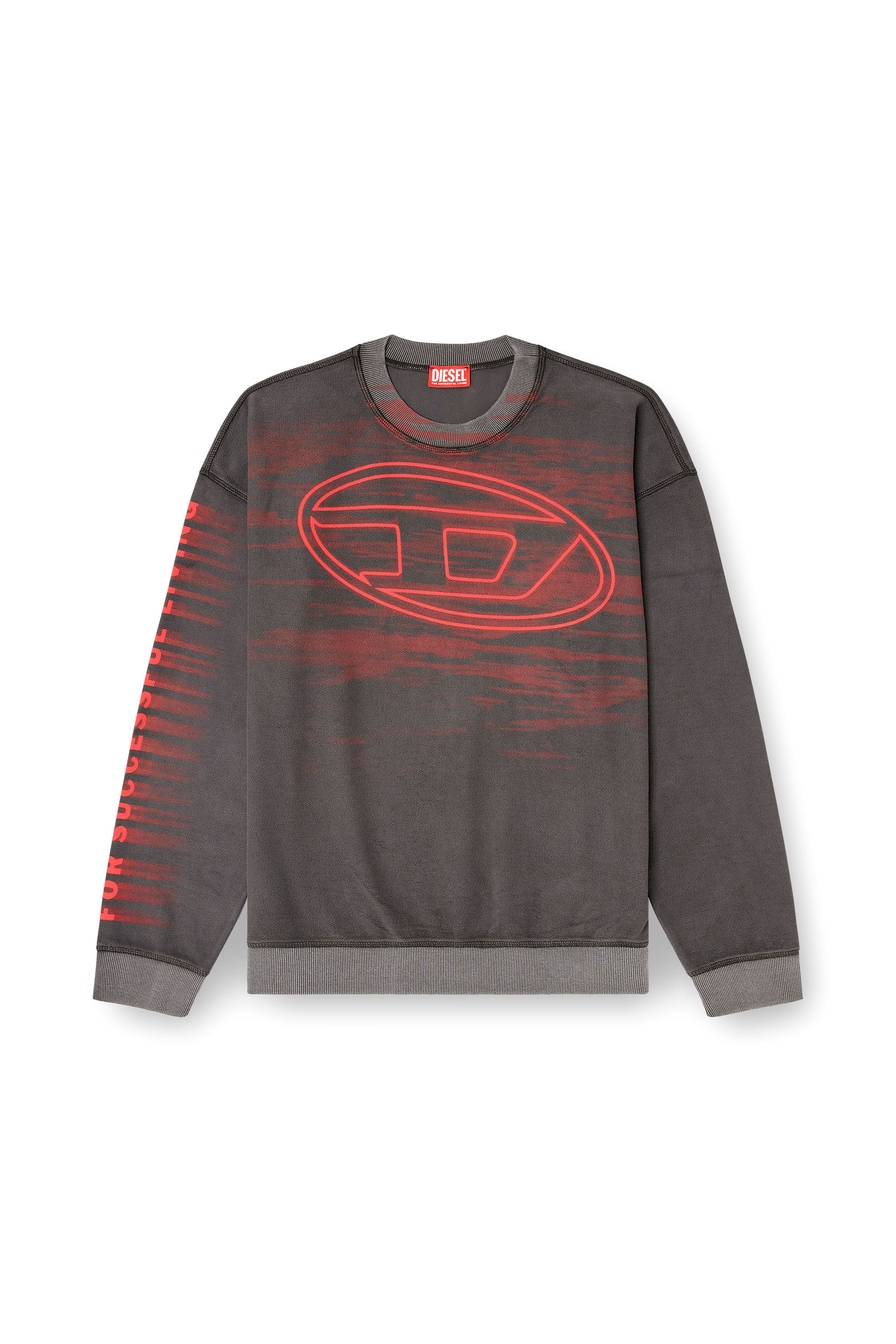 Diesel - S-BOXT-T1, Man's Cotton sweatshirt with Oval D print in Dark grey - 3