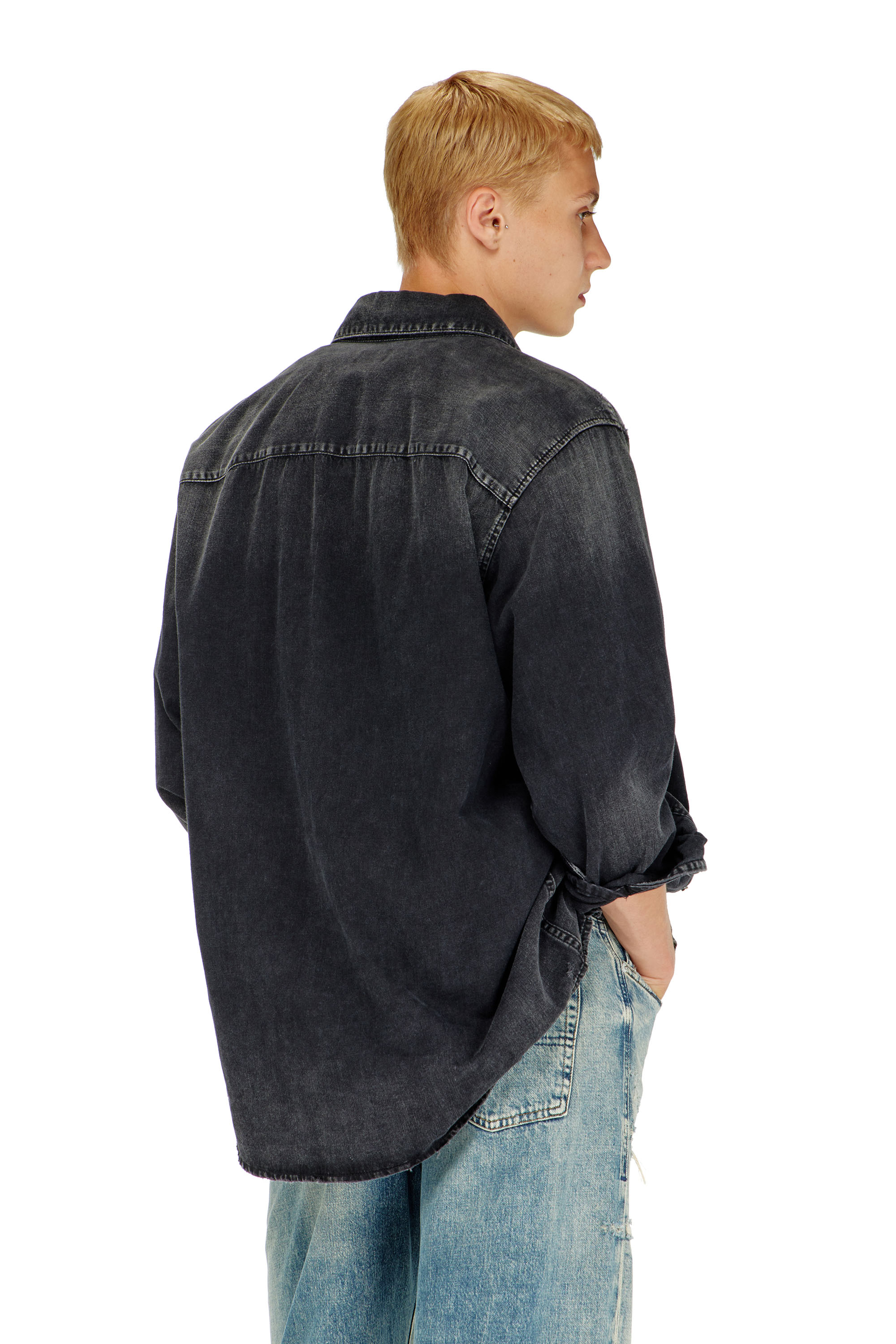 Diesel - D-SIMPLY, Man's Long-sleeve denim shirt in Black - 4