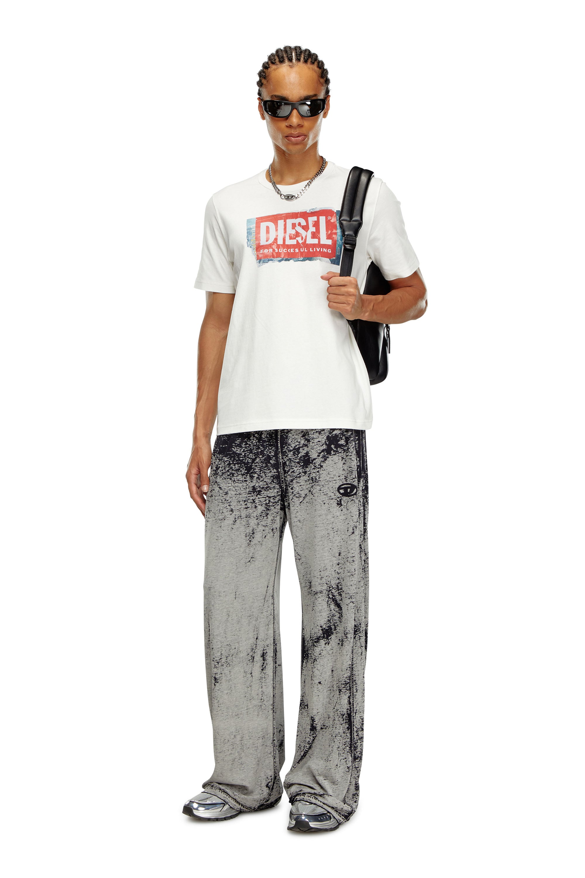 Diesel - T-ADJUST-Q6, Man's T-shirt with crumpled-effect logo in White - 2