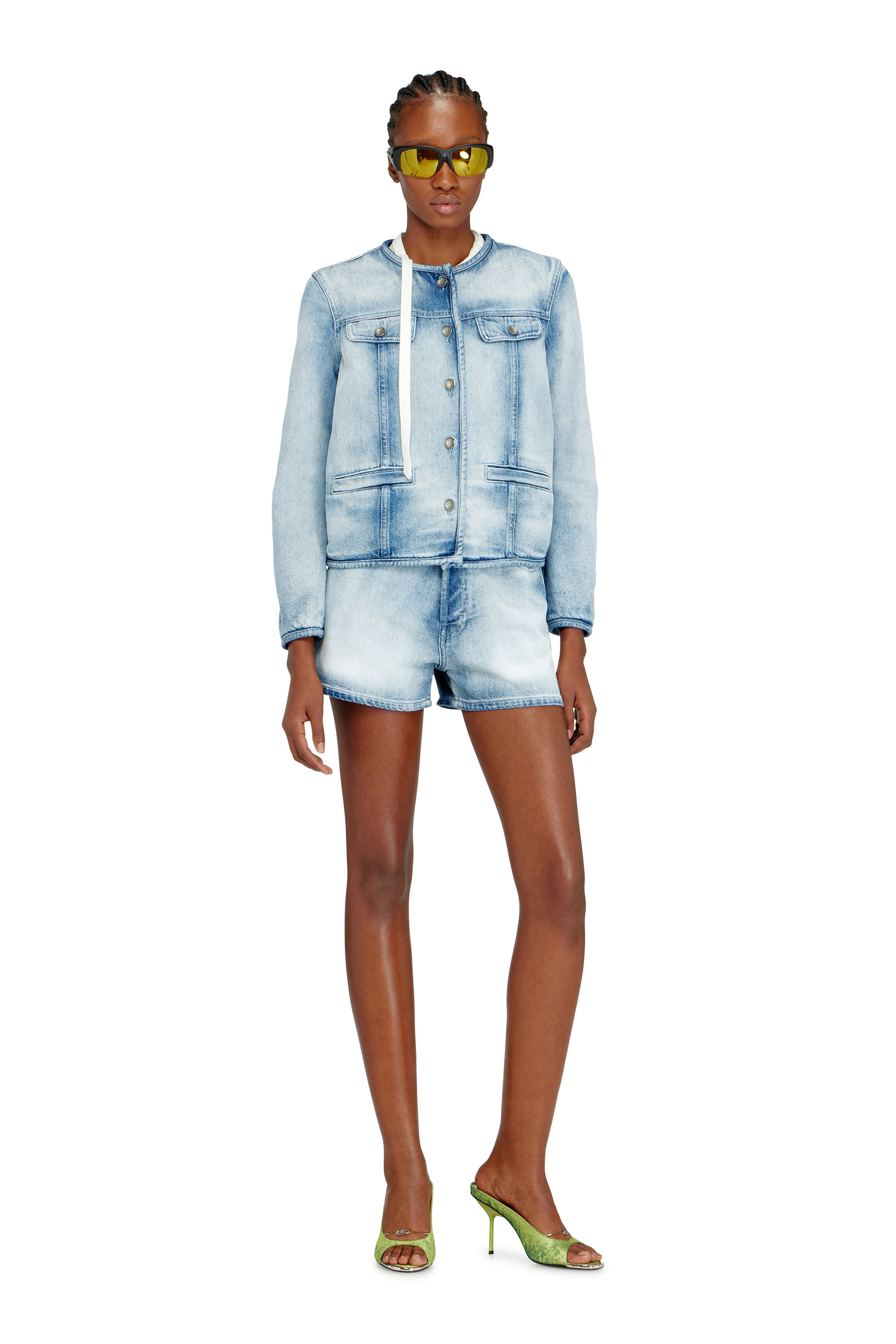 Diesel - DE-GRAFY-FSI1, Woman's Jacket in medium-light skeleton denim in Light Blue - 2