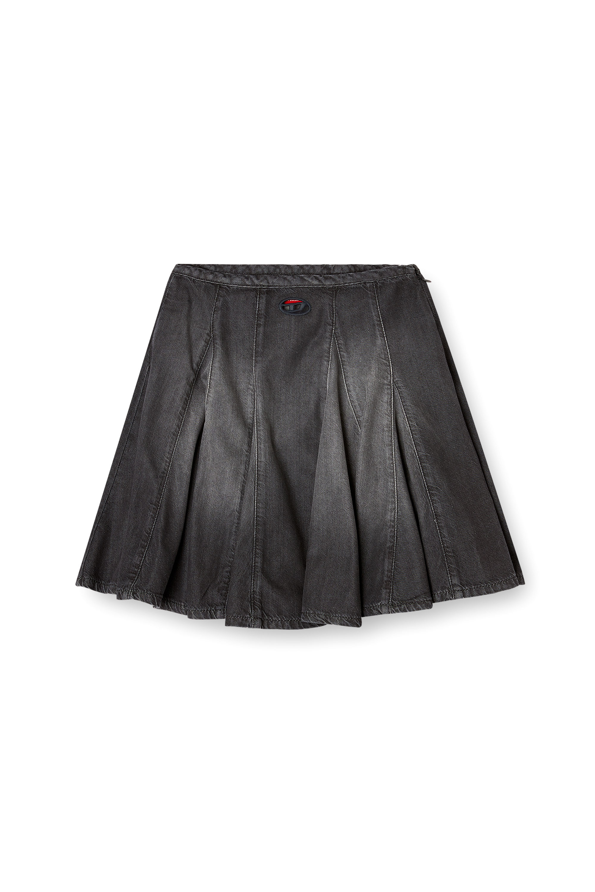 Diesel - DE-SPIKI-S, Woman's Short pleated skirt in lightweight denim in null - 3