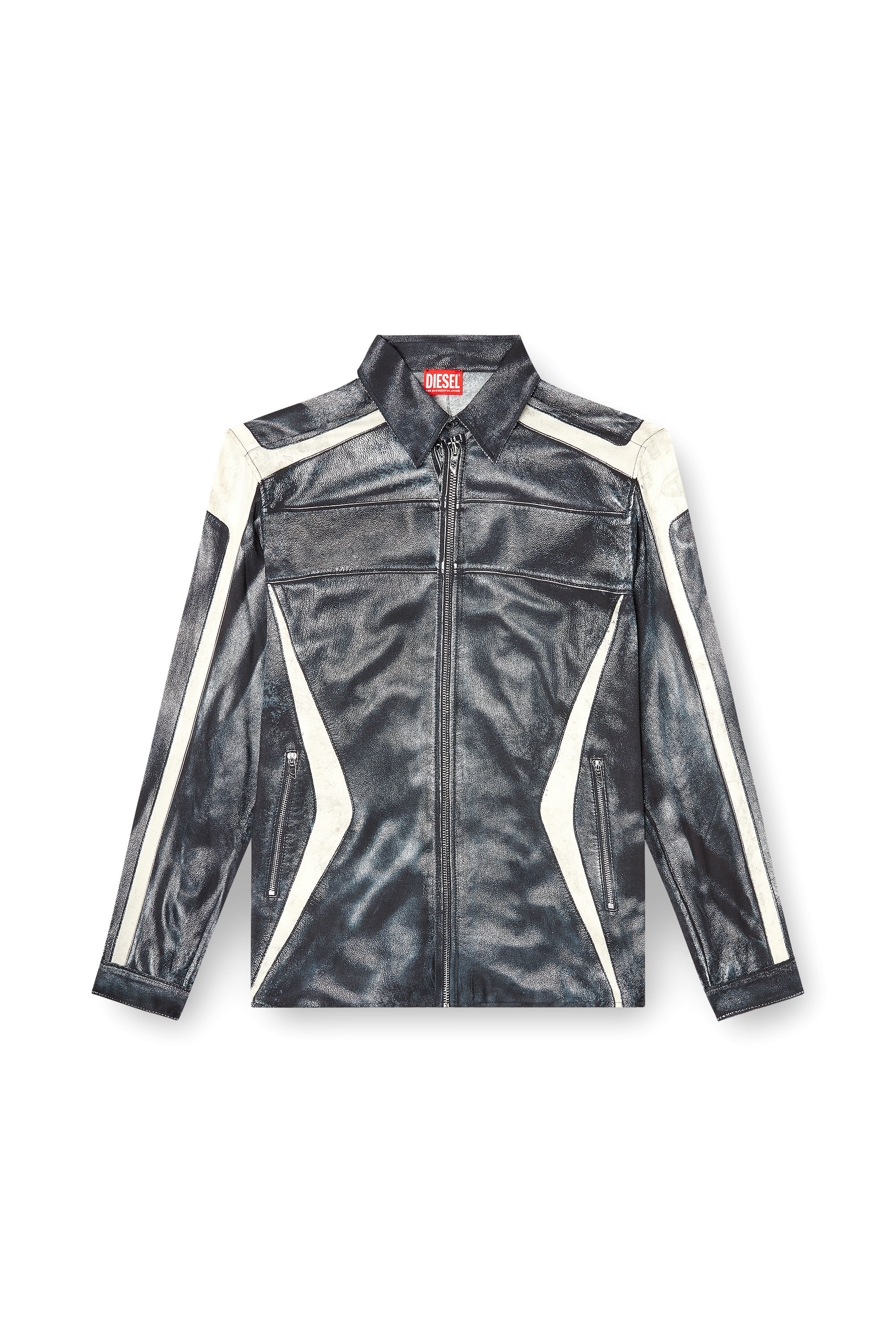 Diesel - S-SIMPLY-BMCZ, Man's Printed viscose shirt with front zip closure in null - 3