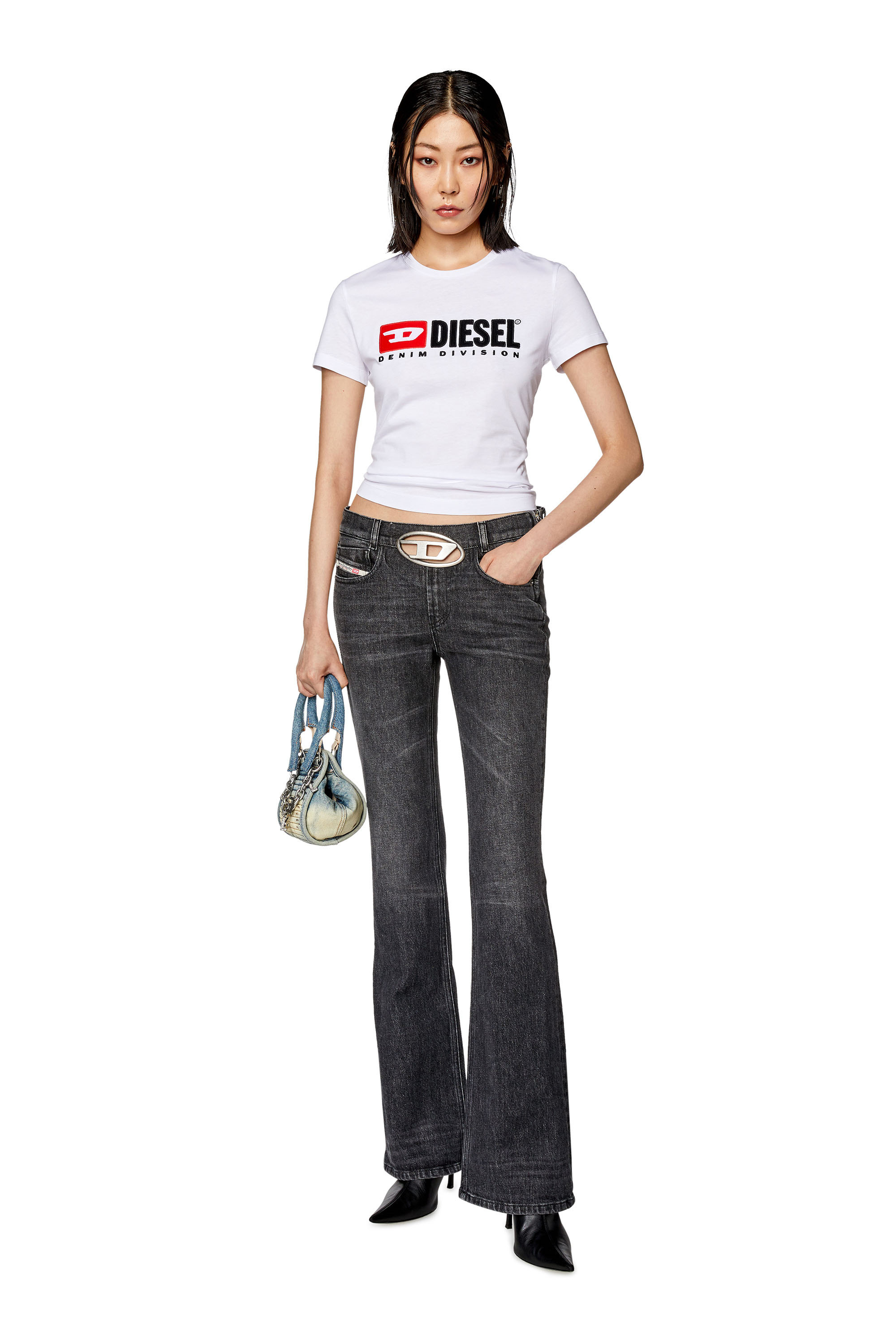 Diesel - T-SLI-DIV, Woman's T-shirt with Diesel patches in White - 1