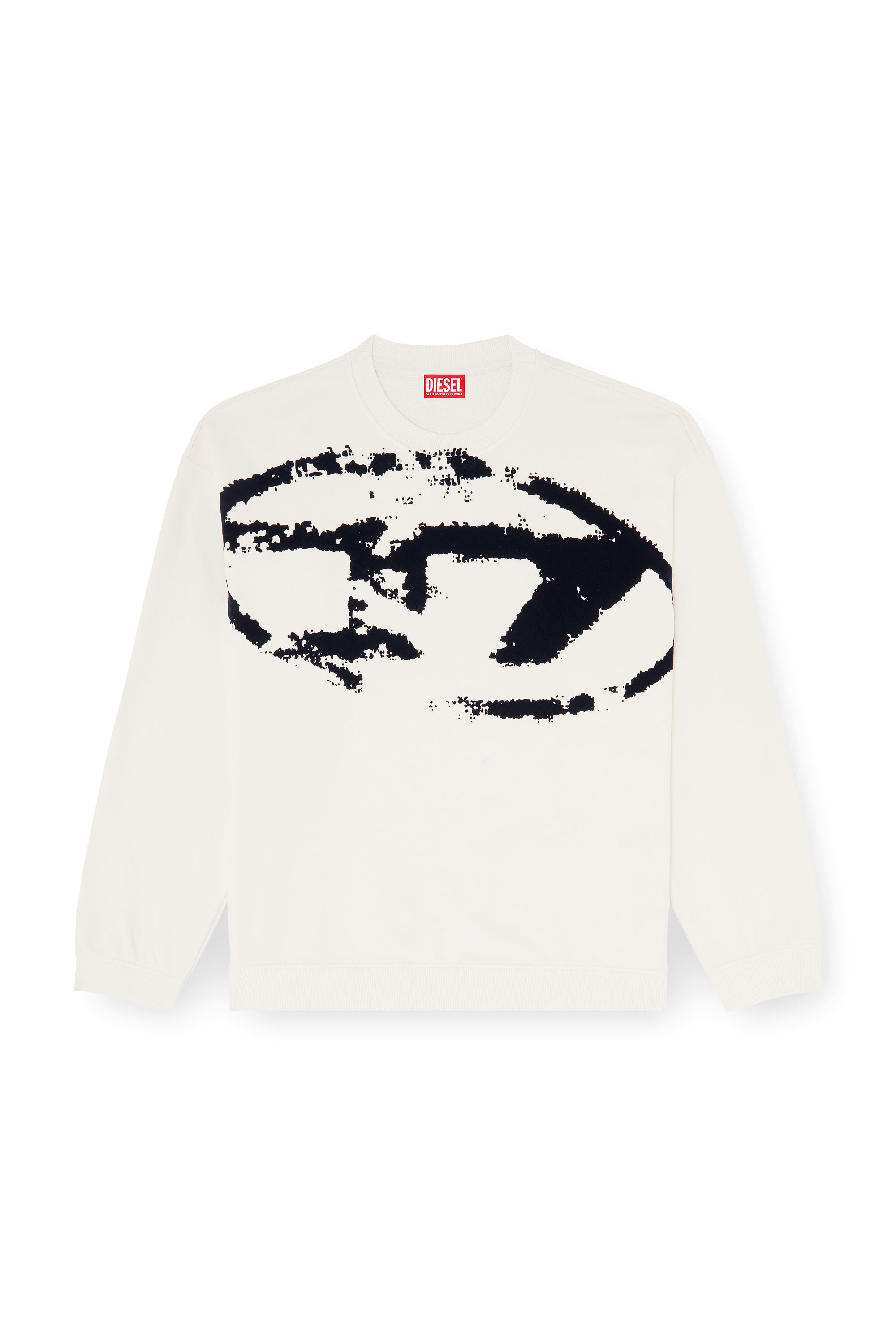 Diesel - S-BOXT-N5, Man's Cotton sweatshirt with flocked Oval D in Black/White - 3