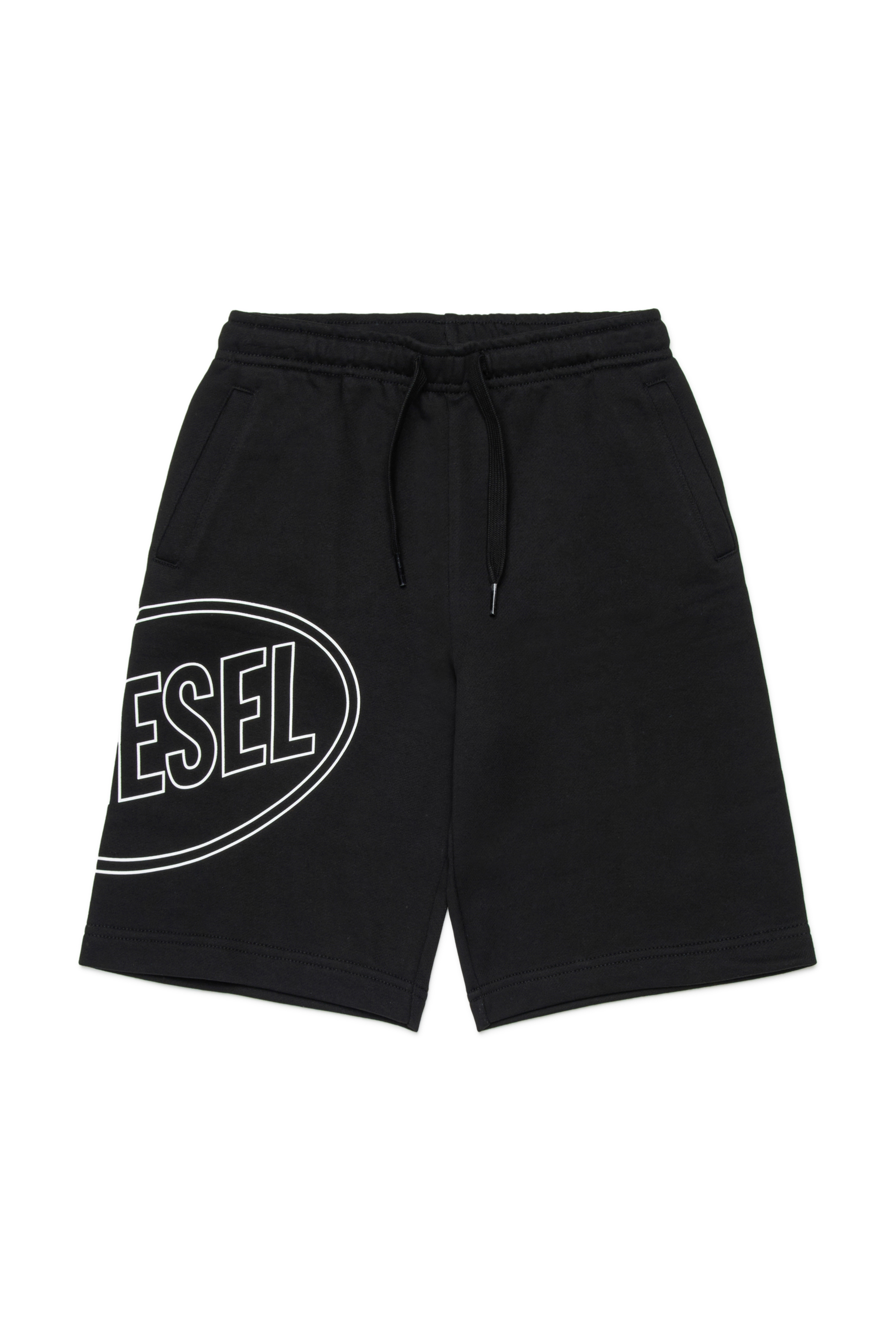 Diesel - PCIRCLE SHORT, Man's Cotton bermudas with maxi print in Black - 1