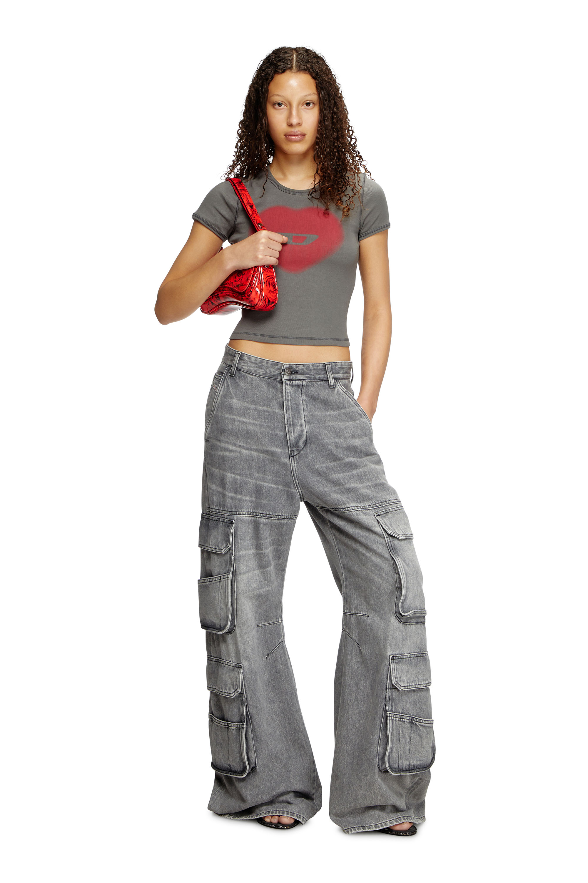 Diesel - PLAY CLUTCH, Woman's Play-Glossy clutch with print in Red - 1