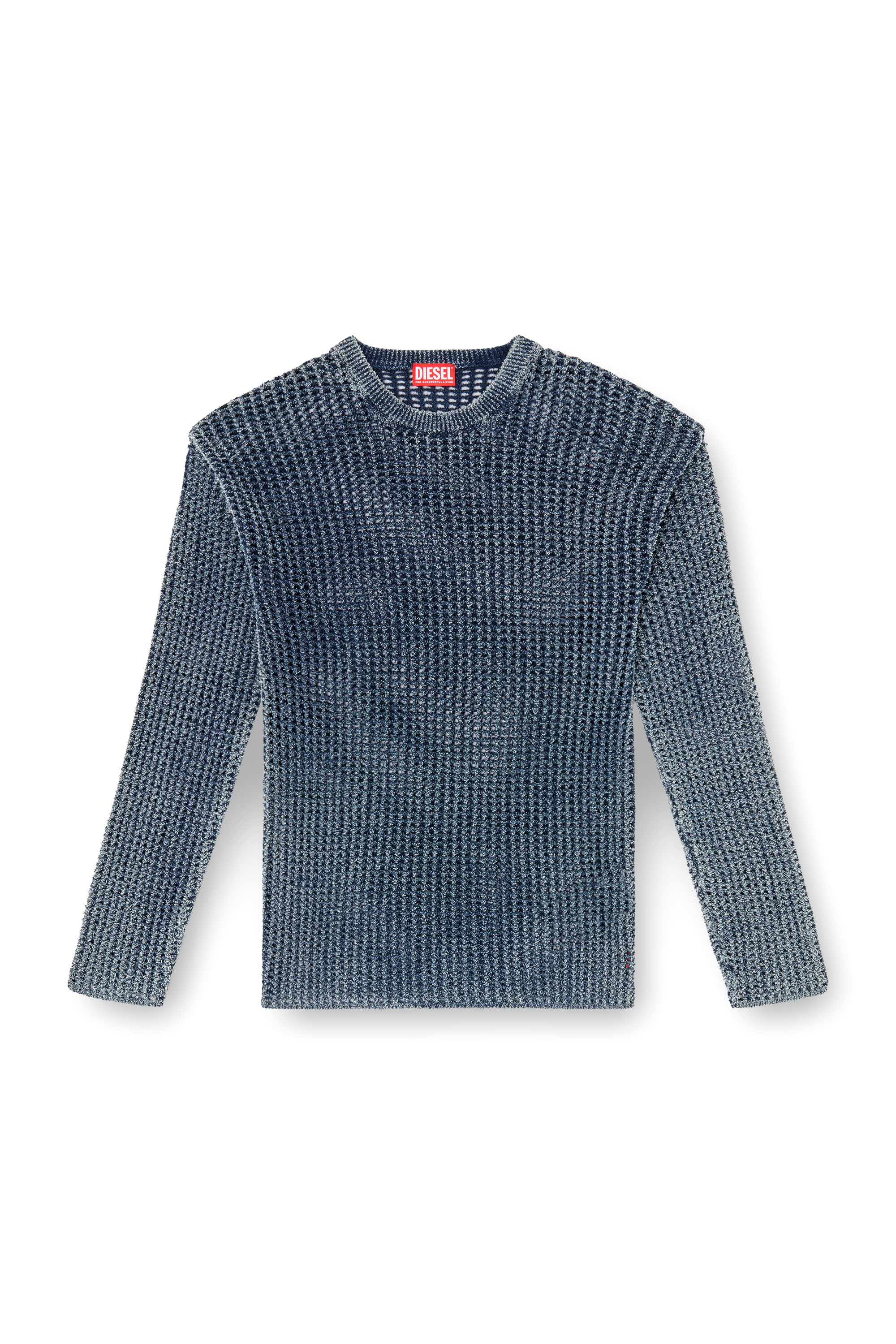 Diesel - K-REDROS, Man's Mesh-knit jumper in denim yarn in Blue - 2