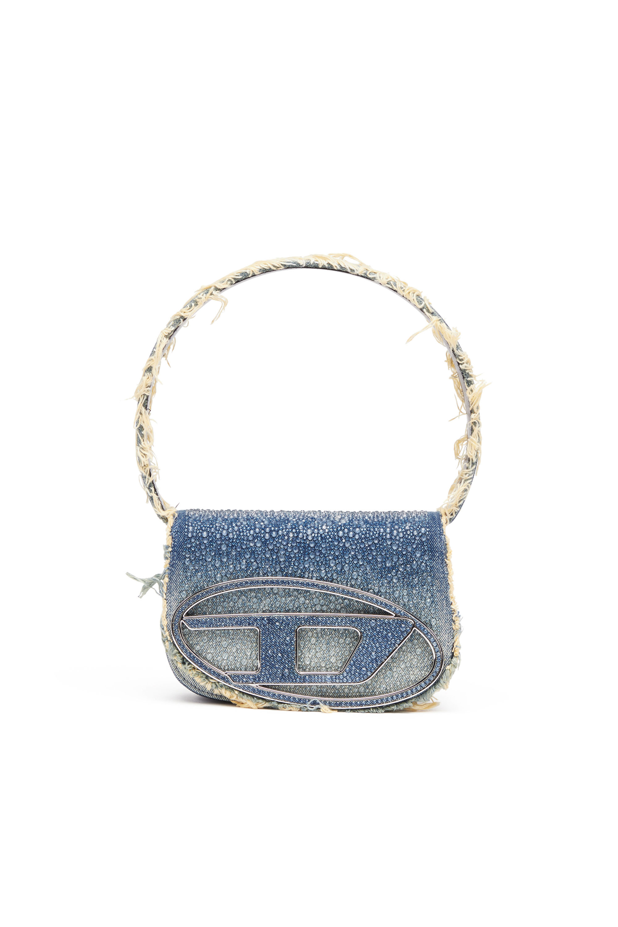 Diesel - 1DR, Woman's 1DR-Iconic shoulder bag in denim and crystals in Blue - 2
