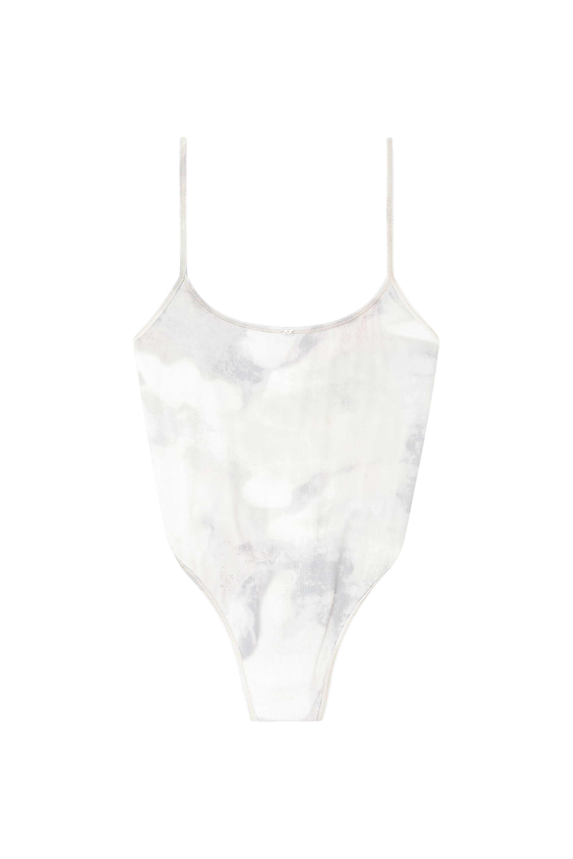 Diesel - ELLA-UTLT, Woman's Ribbed thong swimsuit with camo print in White - 4