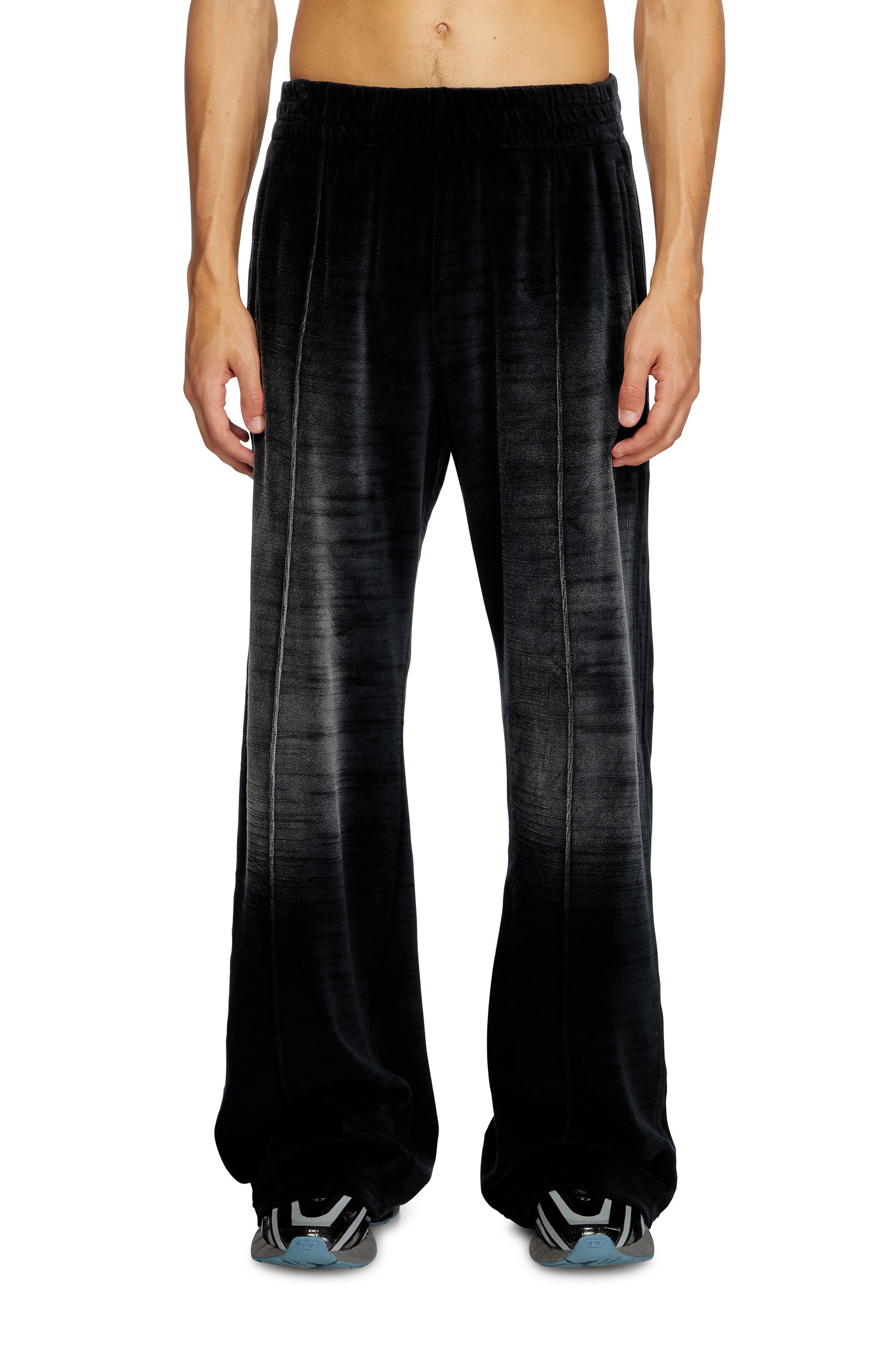 Diesel - P-OZAMP-BAND, Man's Faded velvet track pants in Black - 2