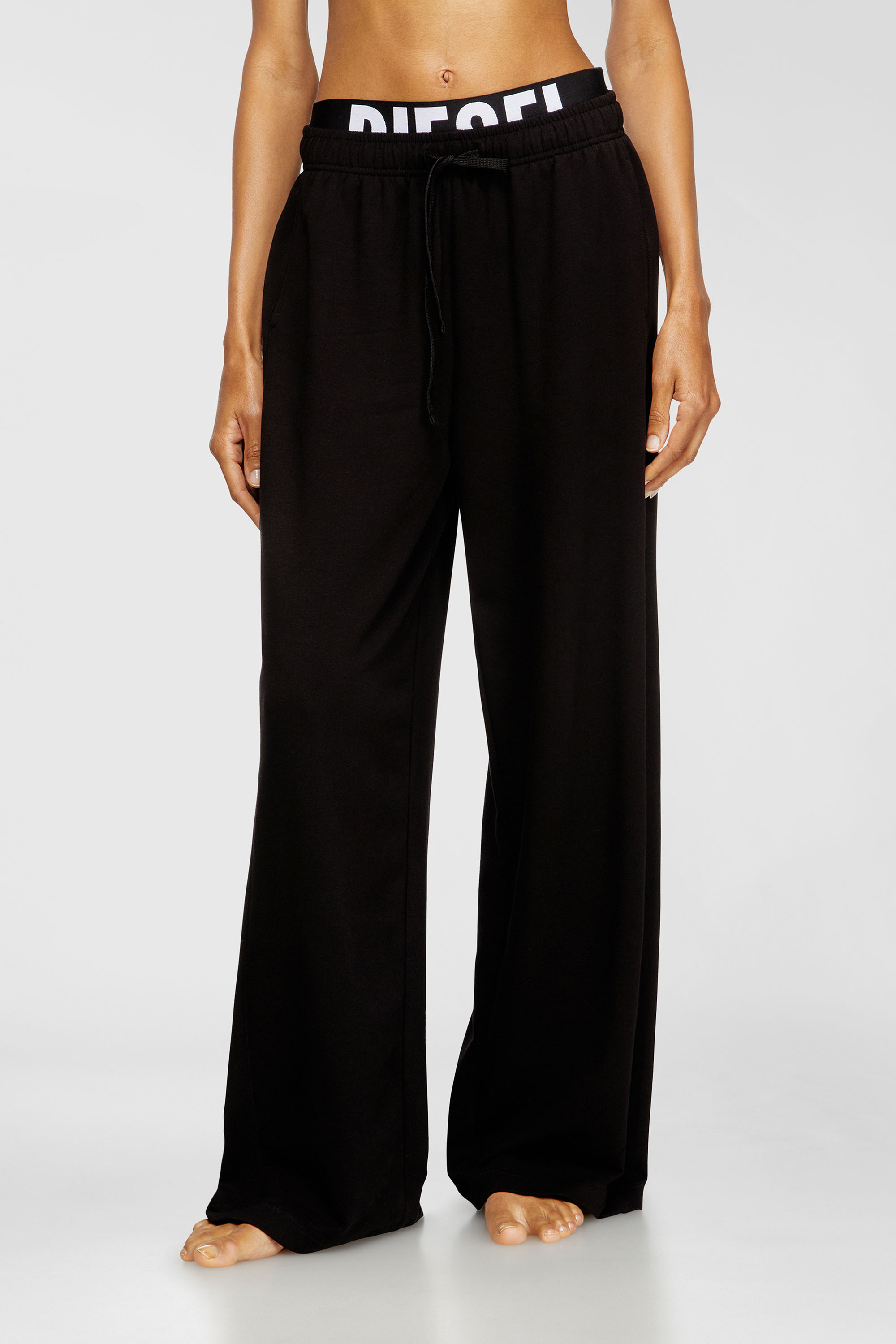Diesel - LESLIE-D-POP, Woman's Cotton terry sweatpants with logo waistband in Black - 3