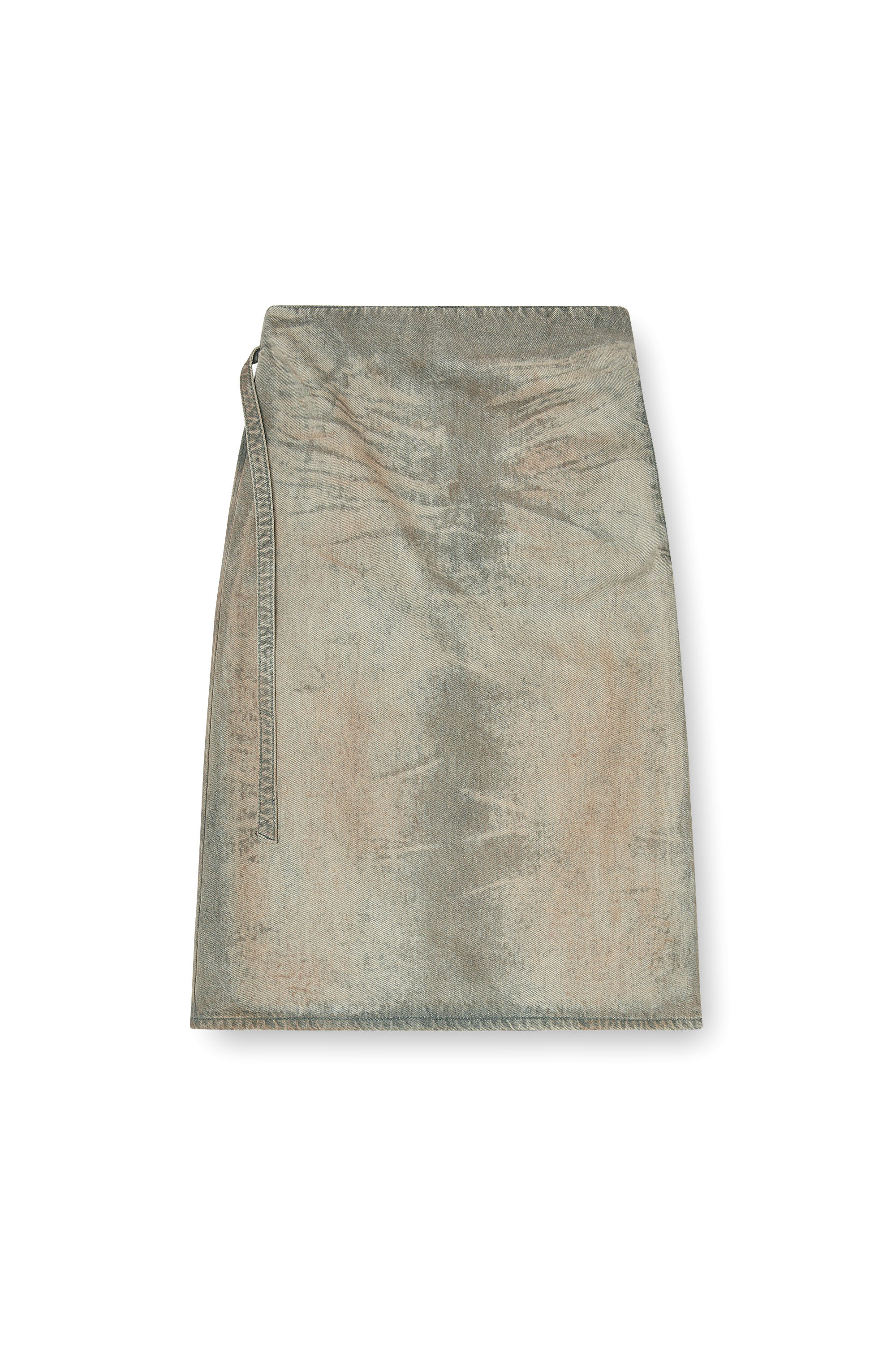 Diesel - DE-MORIKA-FSI, Woman's Midi skirt in cotton-hemp satin denim in Grey - 3